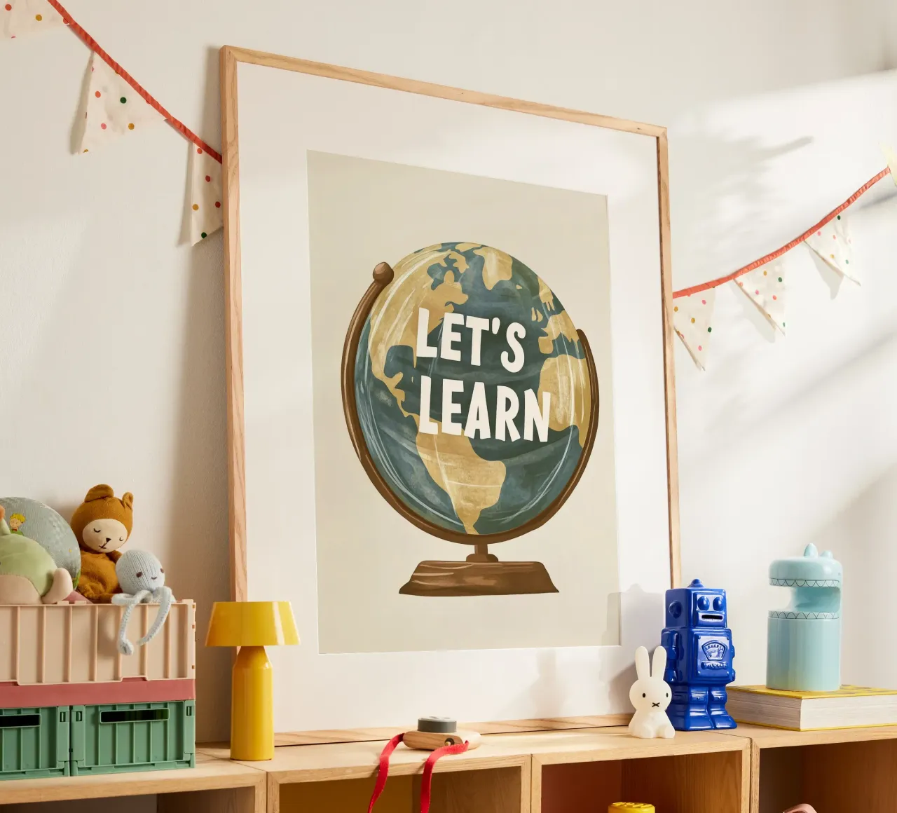 Impariamo - ispirazione per i piccoli esploratori poster con telaio in alluminio da KidzStudio