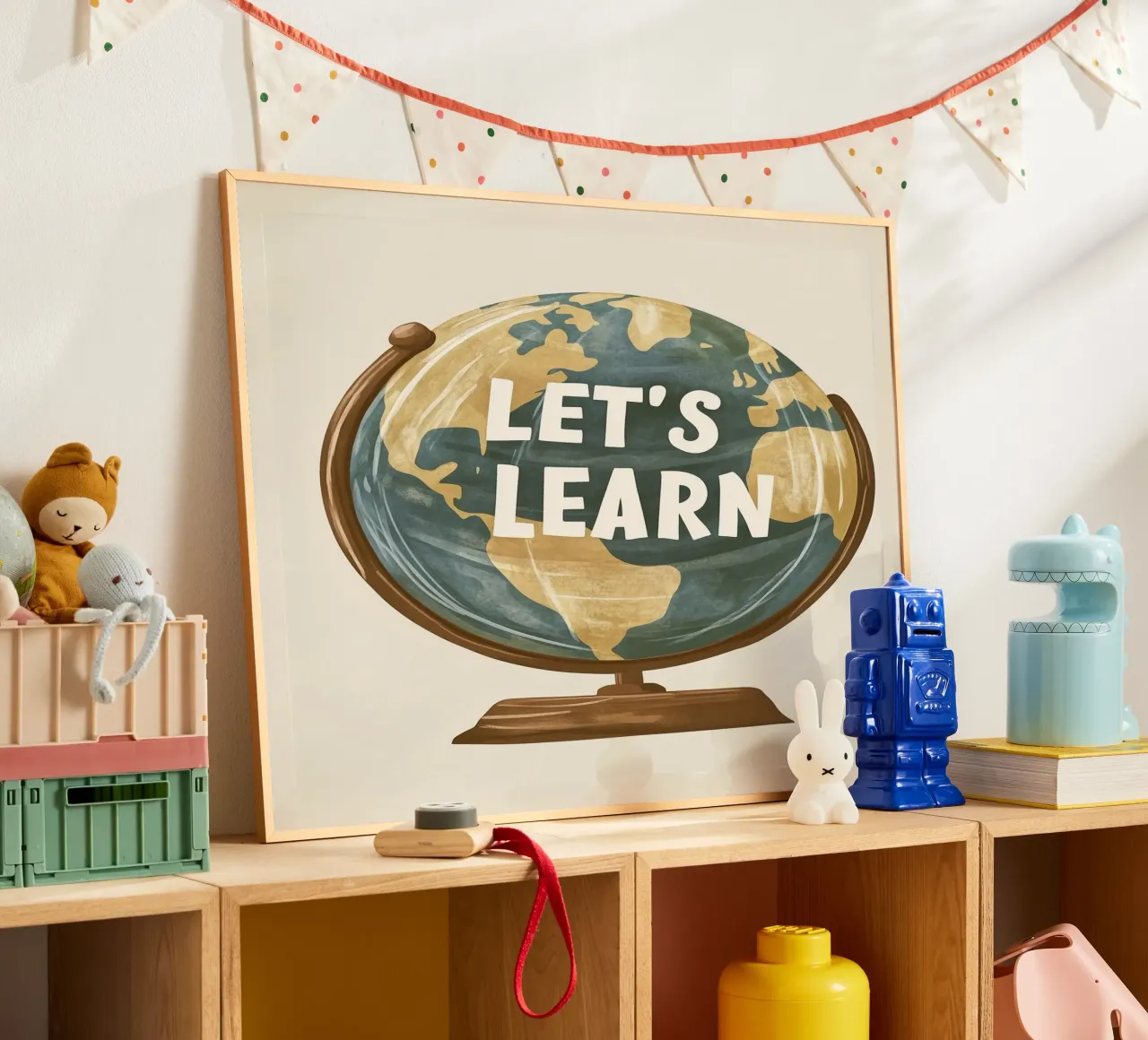 Impariamo - ispirazione per i piccoli esploratori poster con telaio in alluminio da KidzStudio