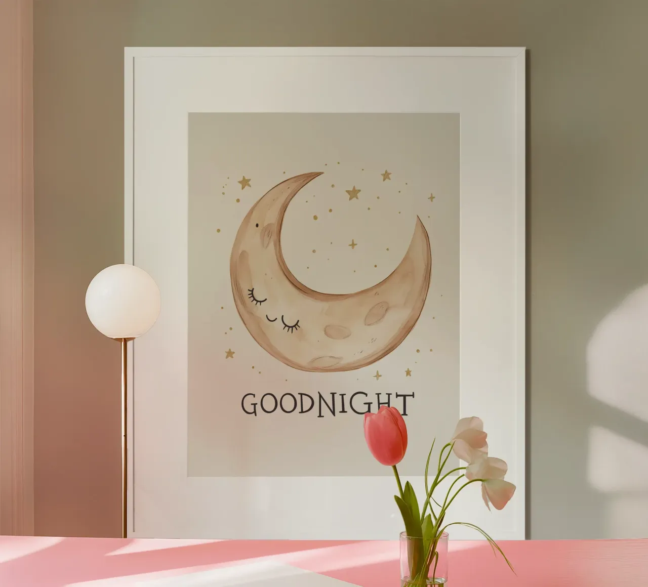 Buonanotte - Poster lunare rilassante per la camera dei bambini poster con telaio in alluminio da KidzStudio