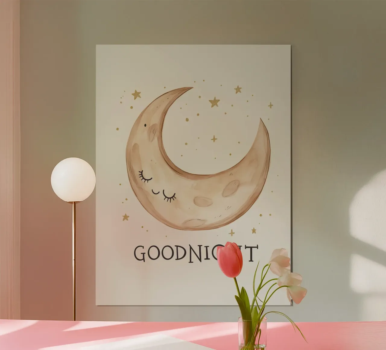 Buonanotte - Poster lunare rilassante per la camera dei bambini poster con telaio in alluminio da KidzStudio