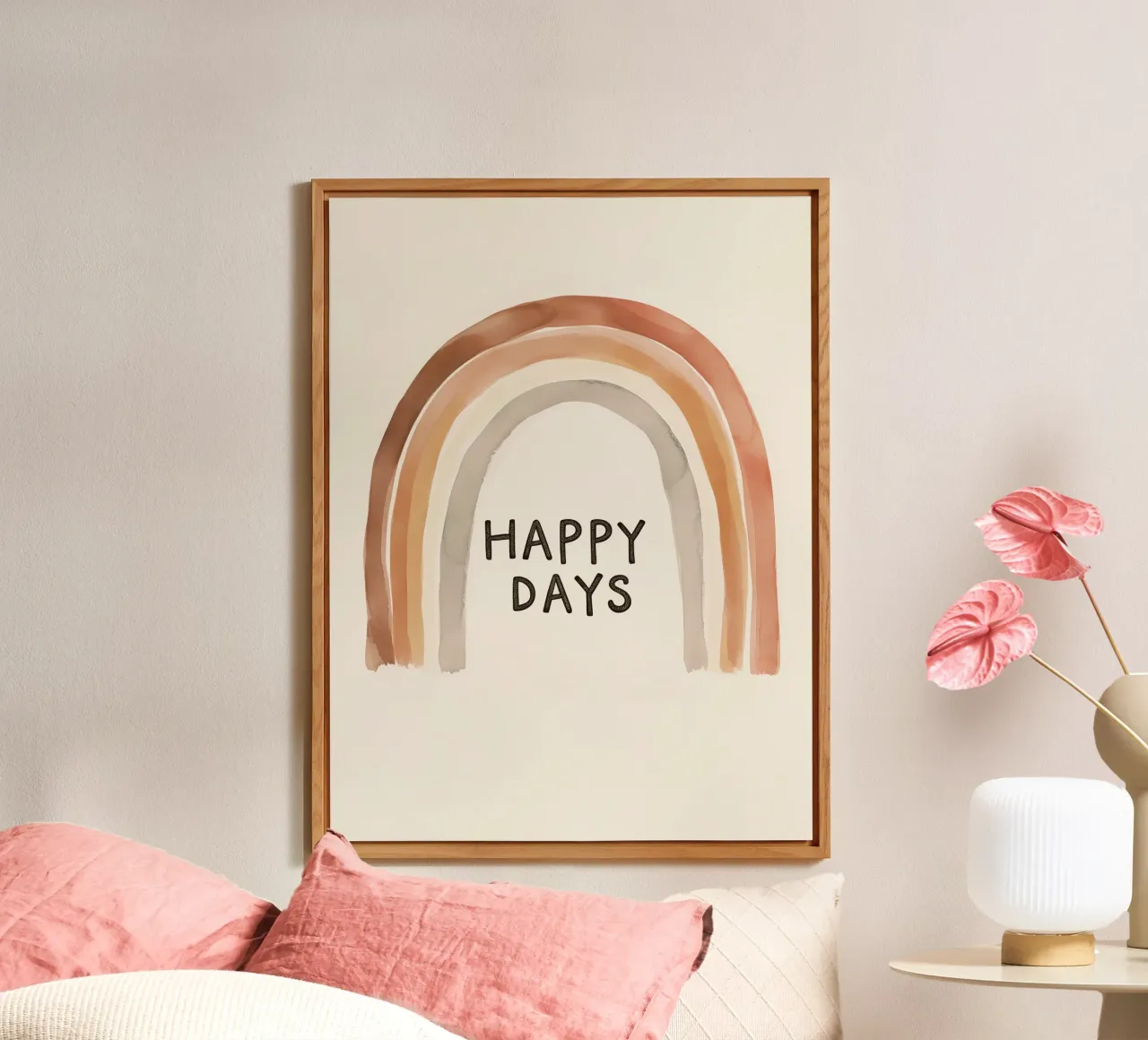 Happy Days - Poster arcobaleno boho per la camera dei bambini alluminio dibond da KidzStudio