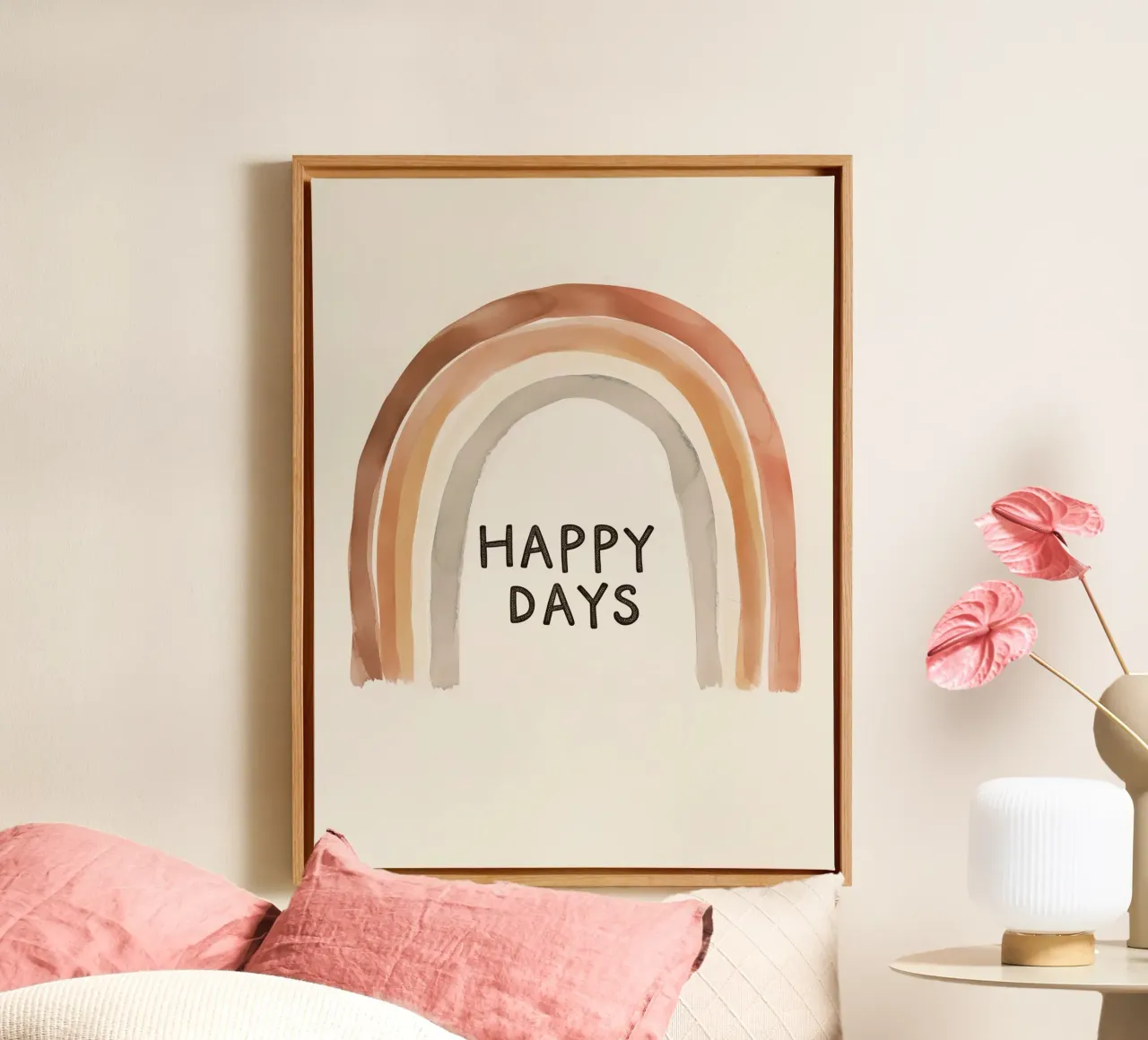 Happy Days - Poster arcobaleno boho per la camera dei bambini tela da KidzStudio