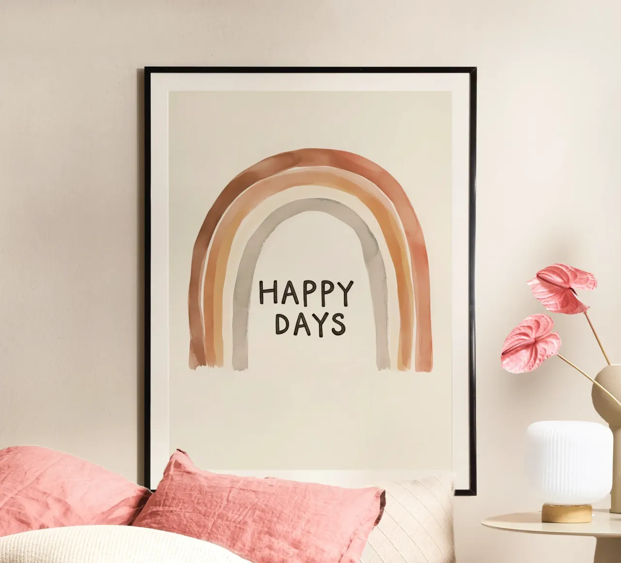 Happy Days - Poster arcobaleno boho per la camera dei bambini carta hahnemühle da KidzStudio
