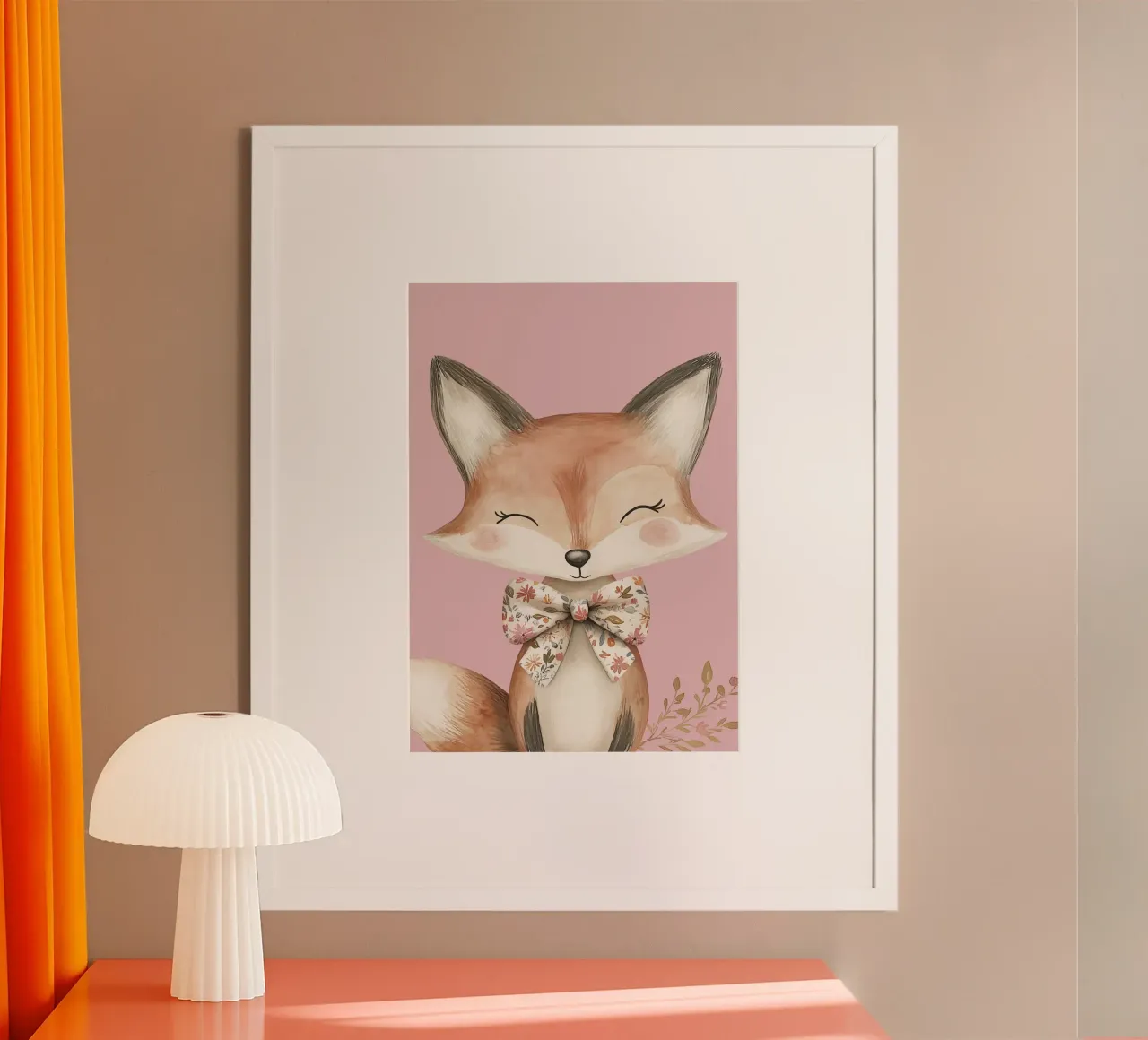 Volpe del bosco floreale - Morbida opera d'arte da parete per la camera dei bambini poster con telaio in alluminio da KidzStudio