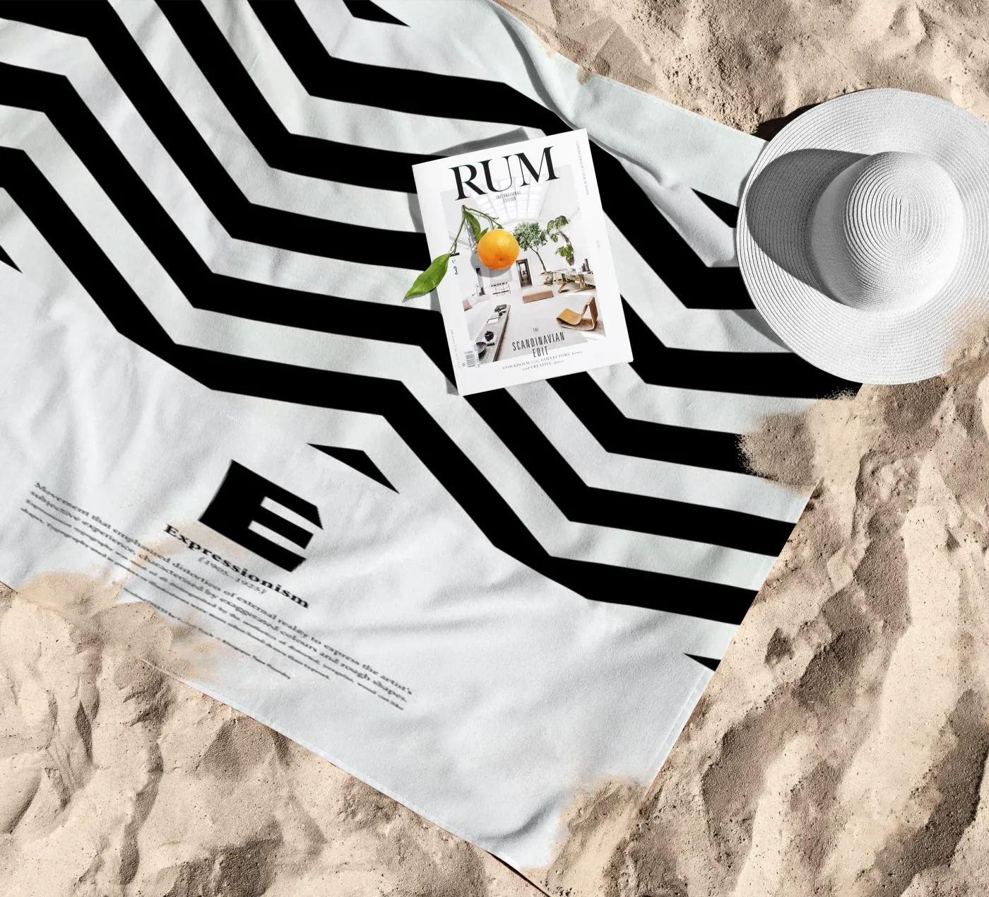 E - Expressionism beach towel by The True Type