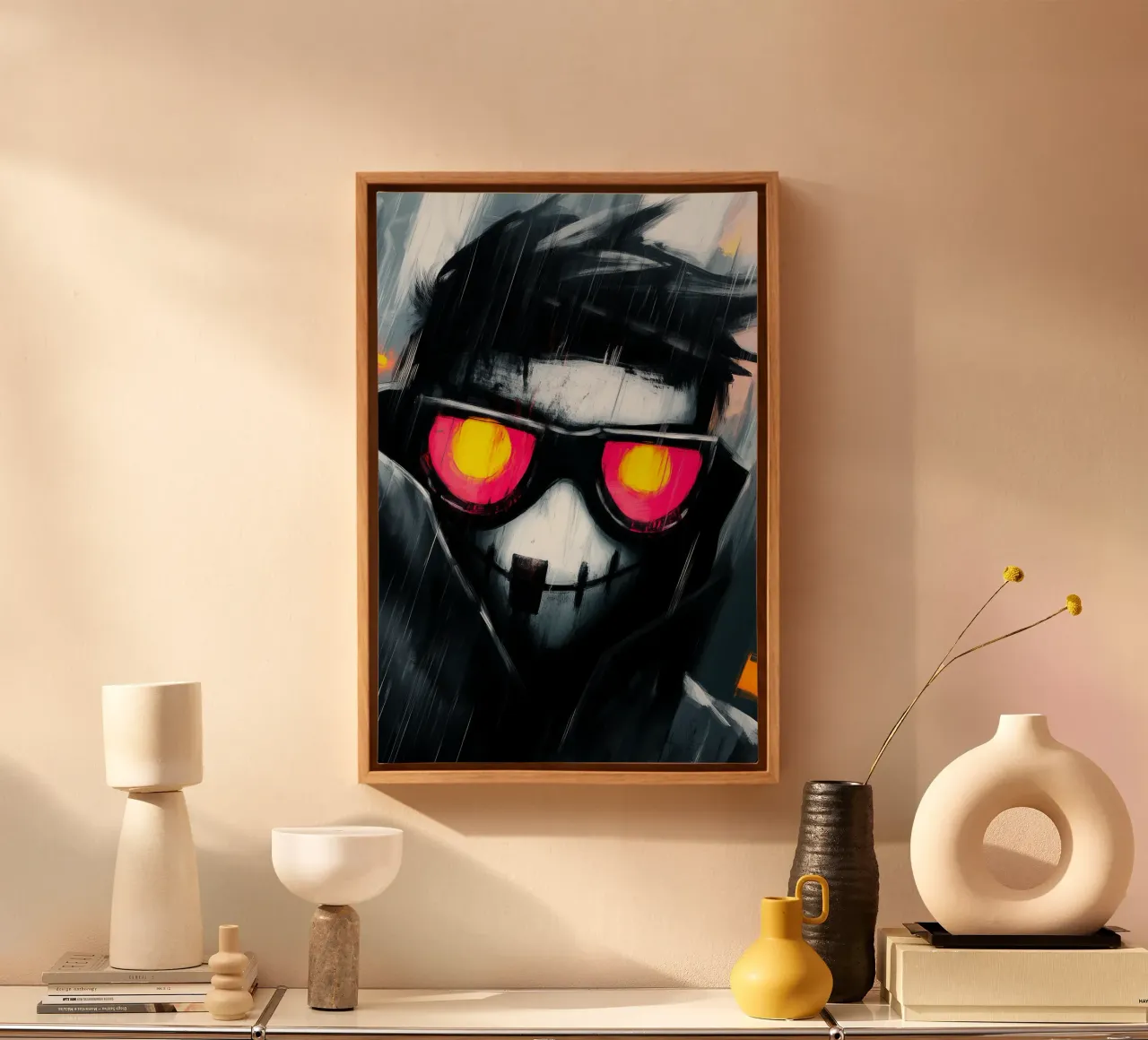 Neon look in the shadow rain canvas with Floater frame by melipo-art
