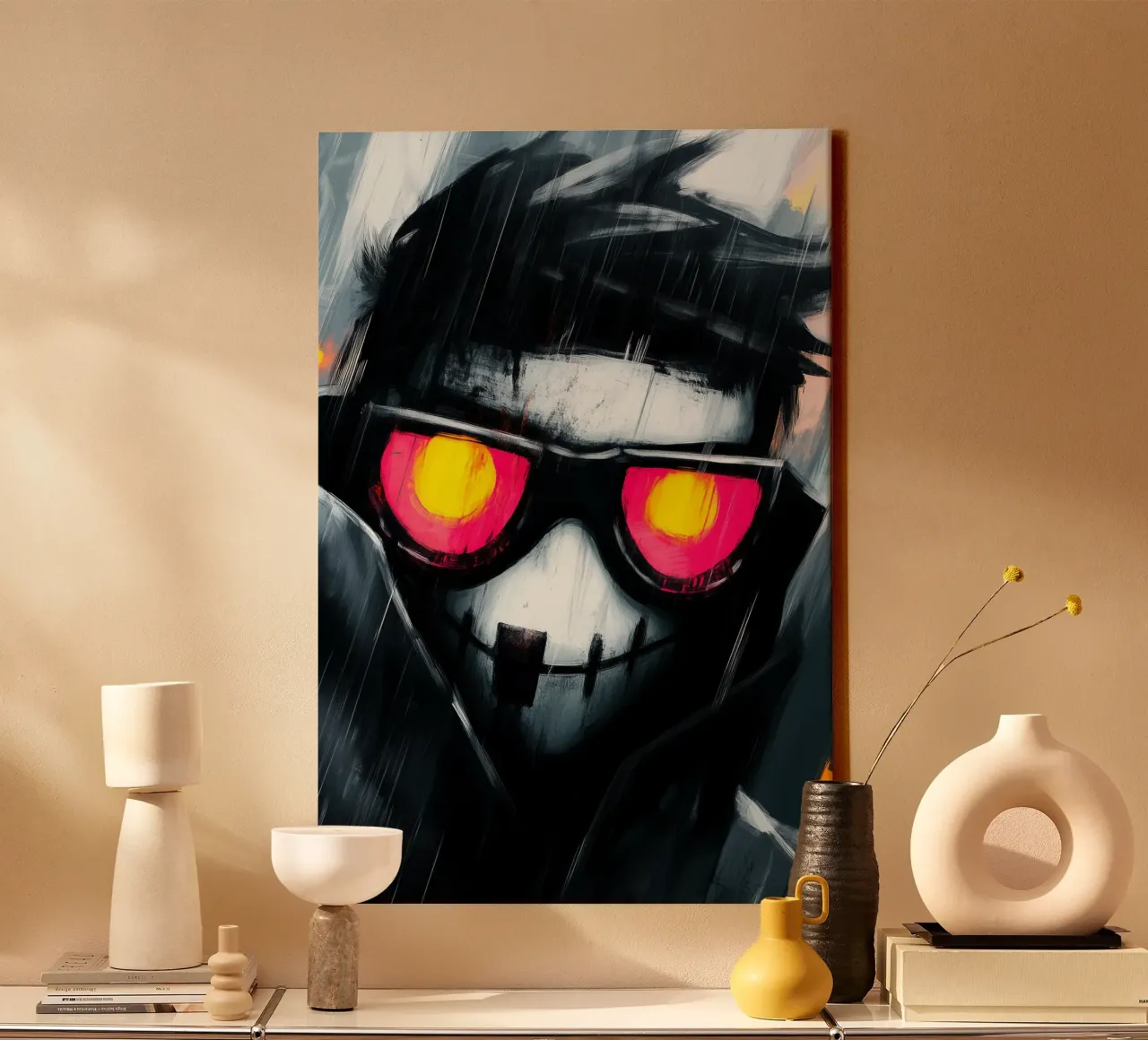 Neon look in the shadow rain canvas with Floater frame by melipo-art