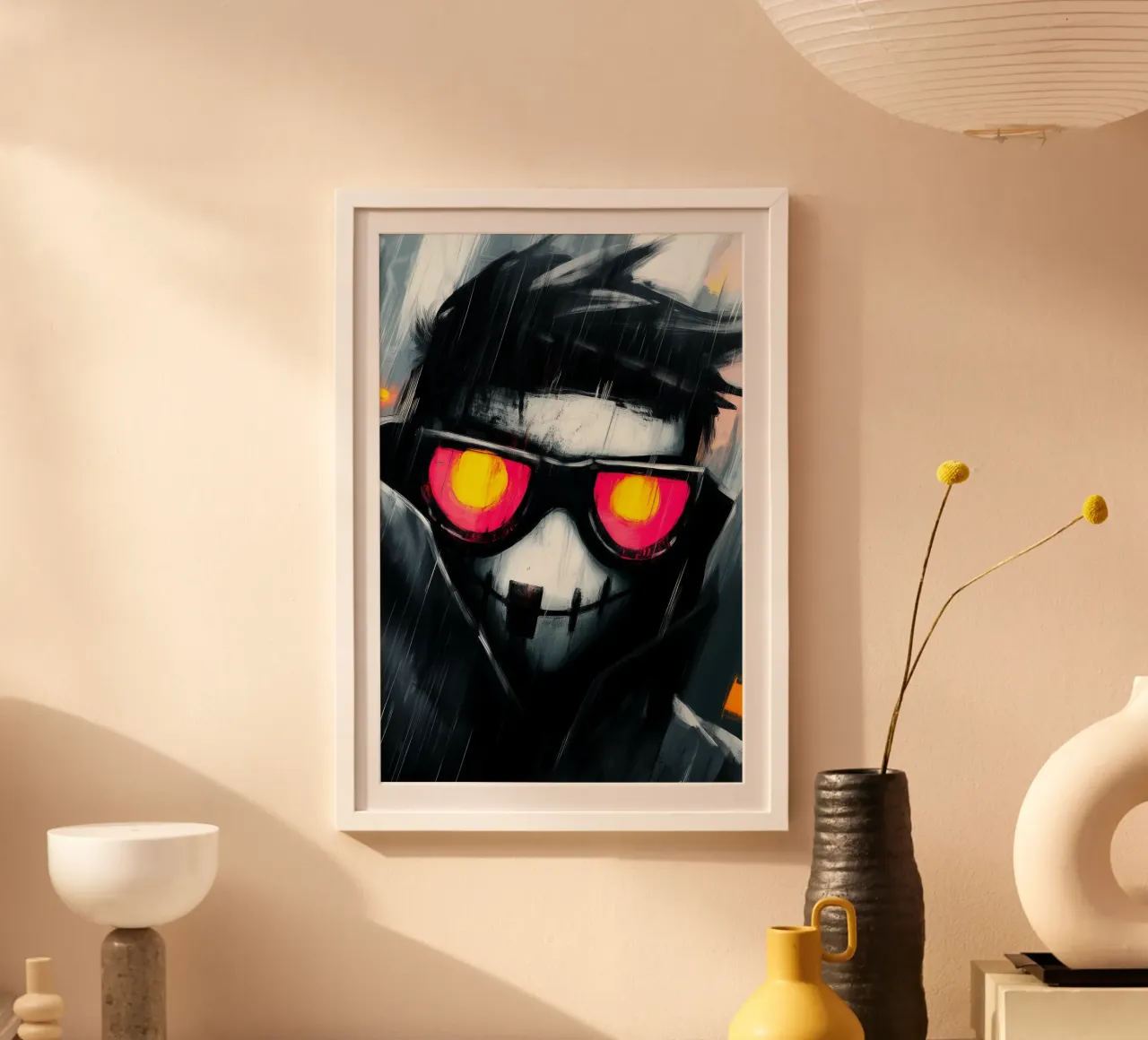 Sguardo al neon nella pioggia d'ombra carta hahnemühle da melipo-art