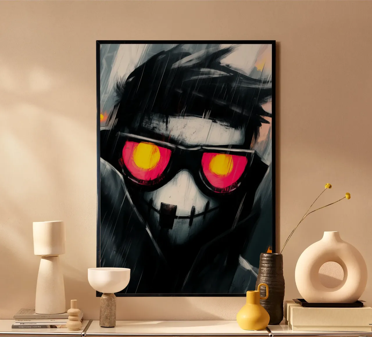 Sguardo al neon nella pioggia d'ombra carta hahnemühle da melipo-art