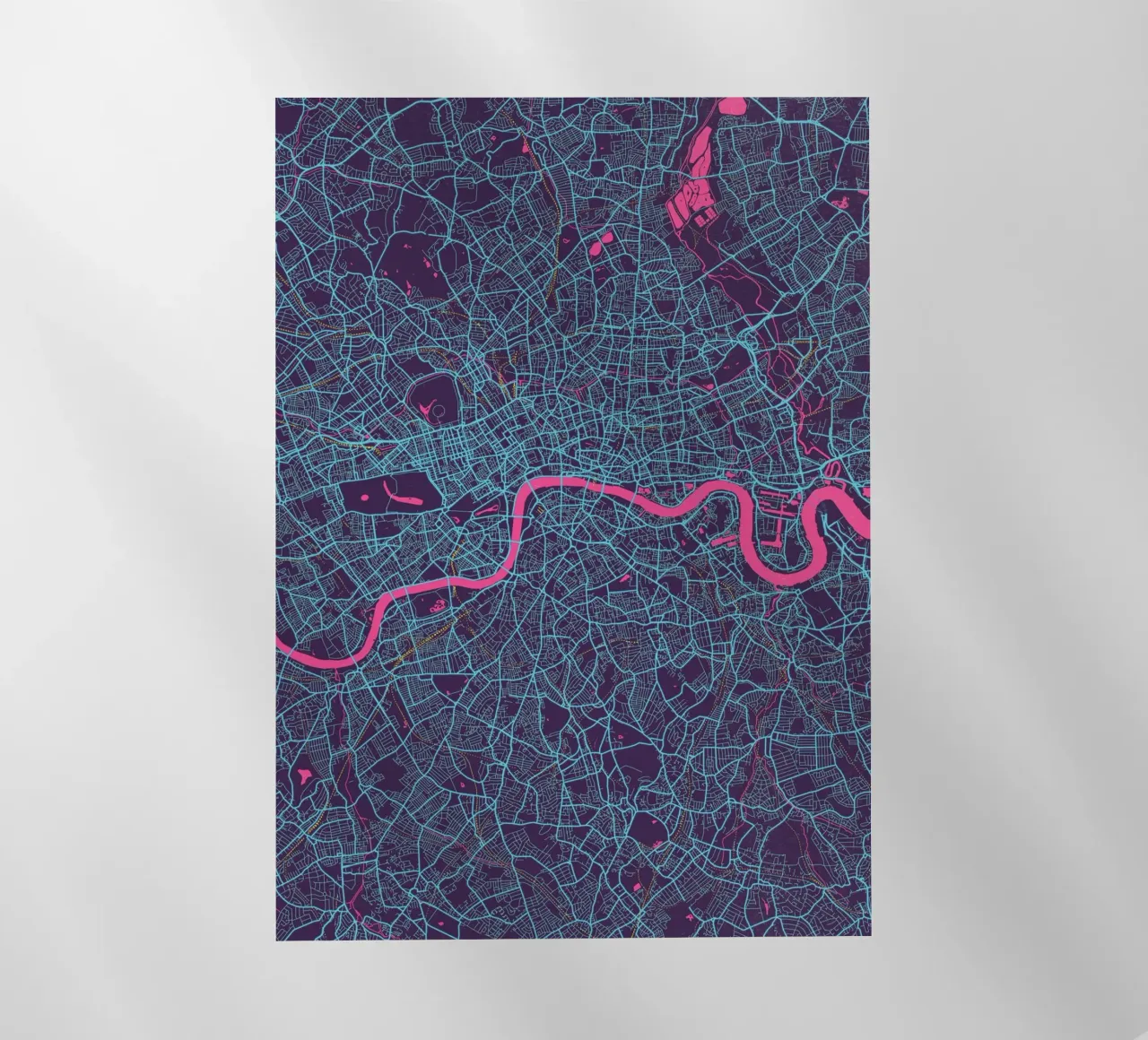 Metropolitan Glow - Mappa della città di Londra in colori vivaci pellicola backlit da MOOODZART
