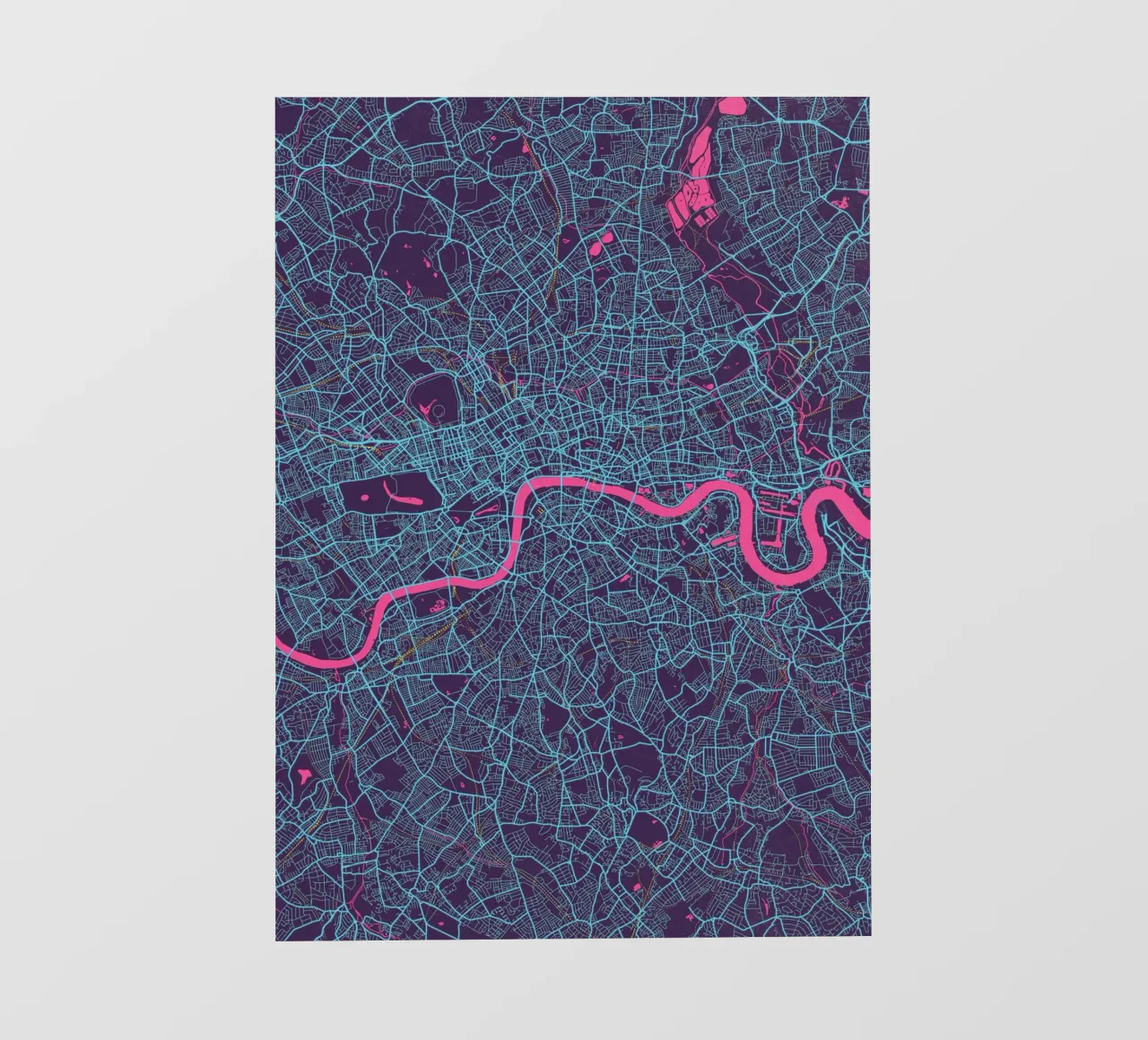 Metropolitan Glow - Mappa della città di Londra in colori vivaci pellicola backlit da MOOODZART