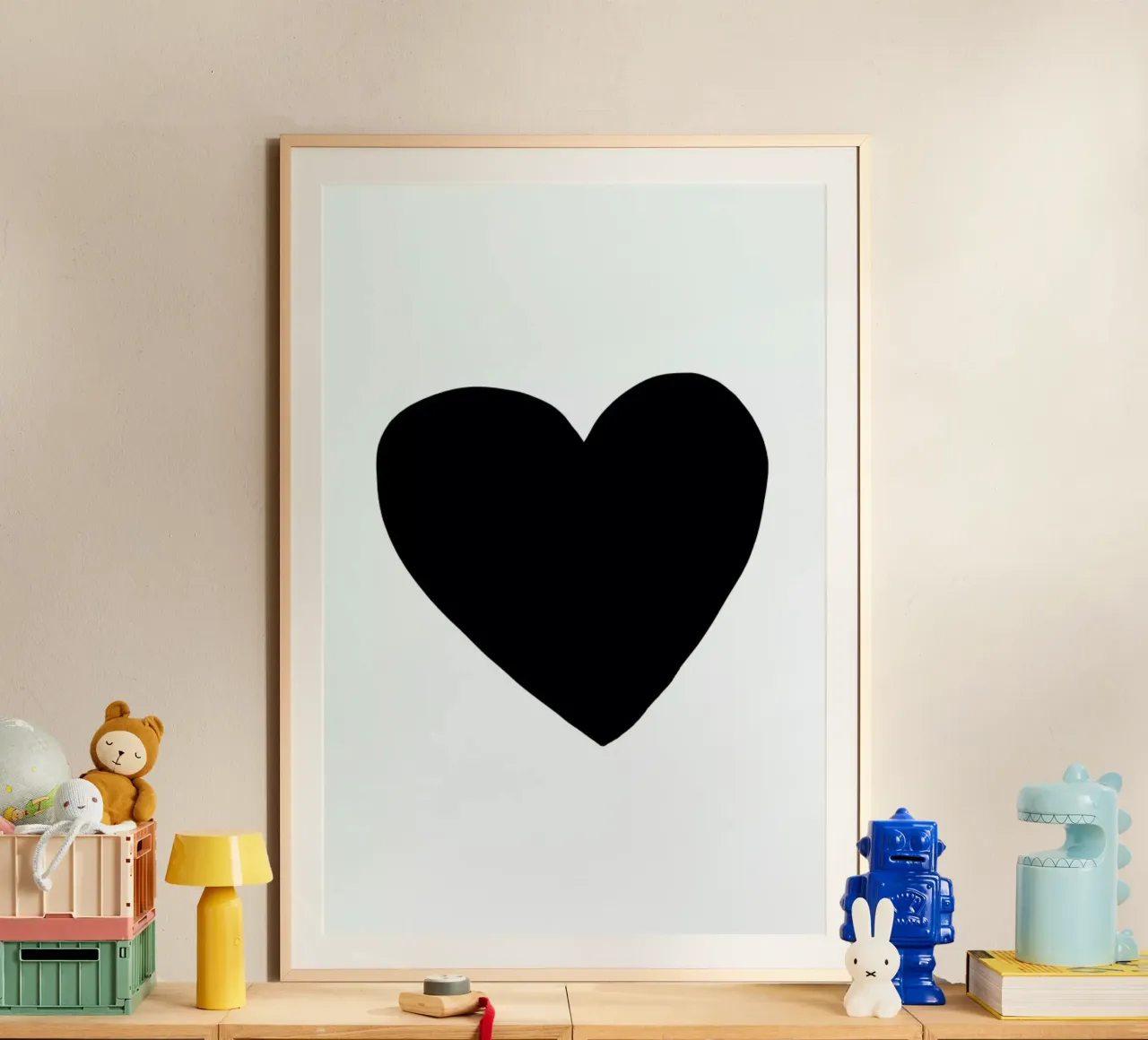 Big Heart poster con telaio in legno da Leah Flores