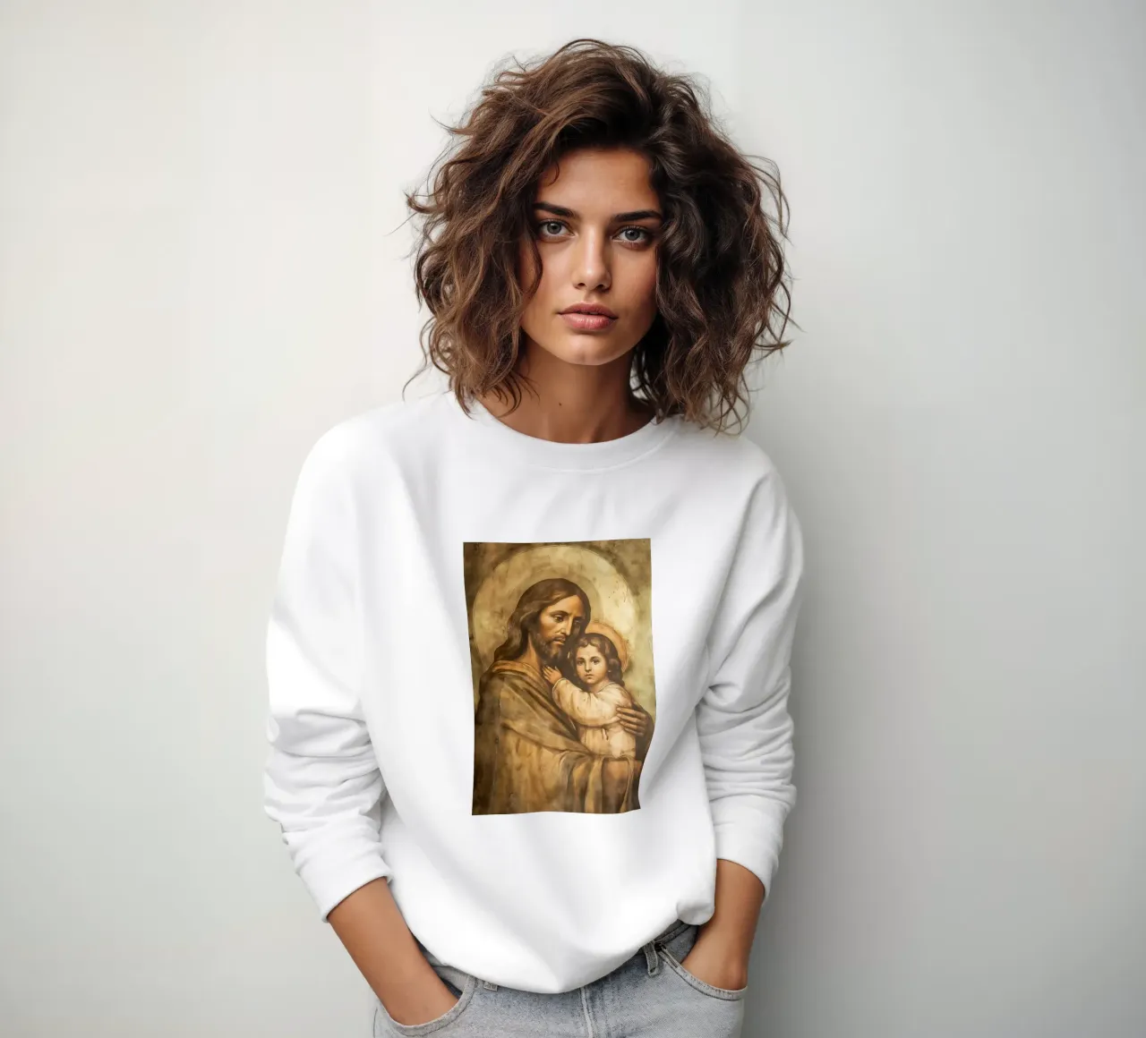Gesù Cristo con bambino felpa da Carinaprint