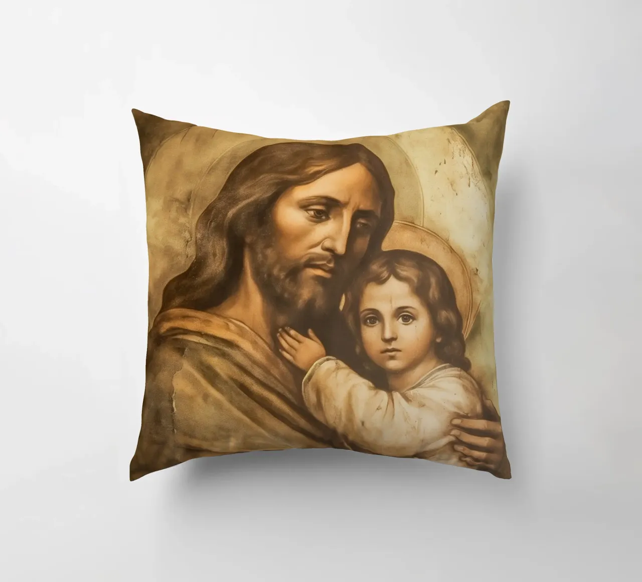 Gesù Cristo con bambino cuscino da Carinaprint