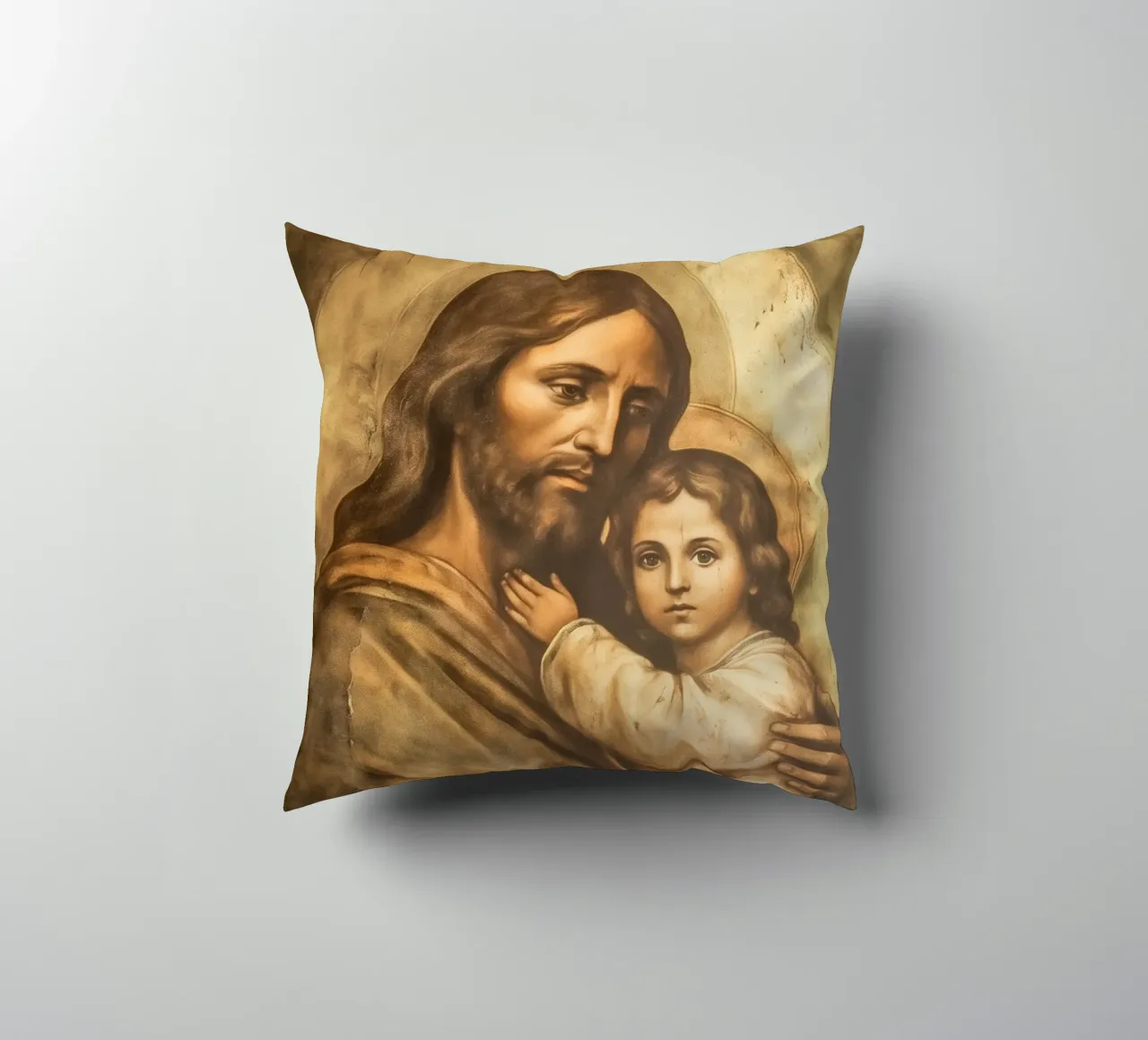 Gesù Cristo con bambino cuscino da Carinaprint