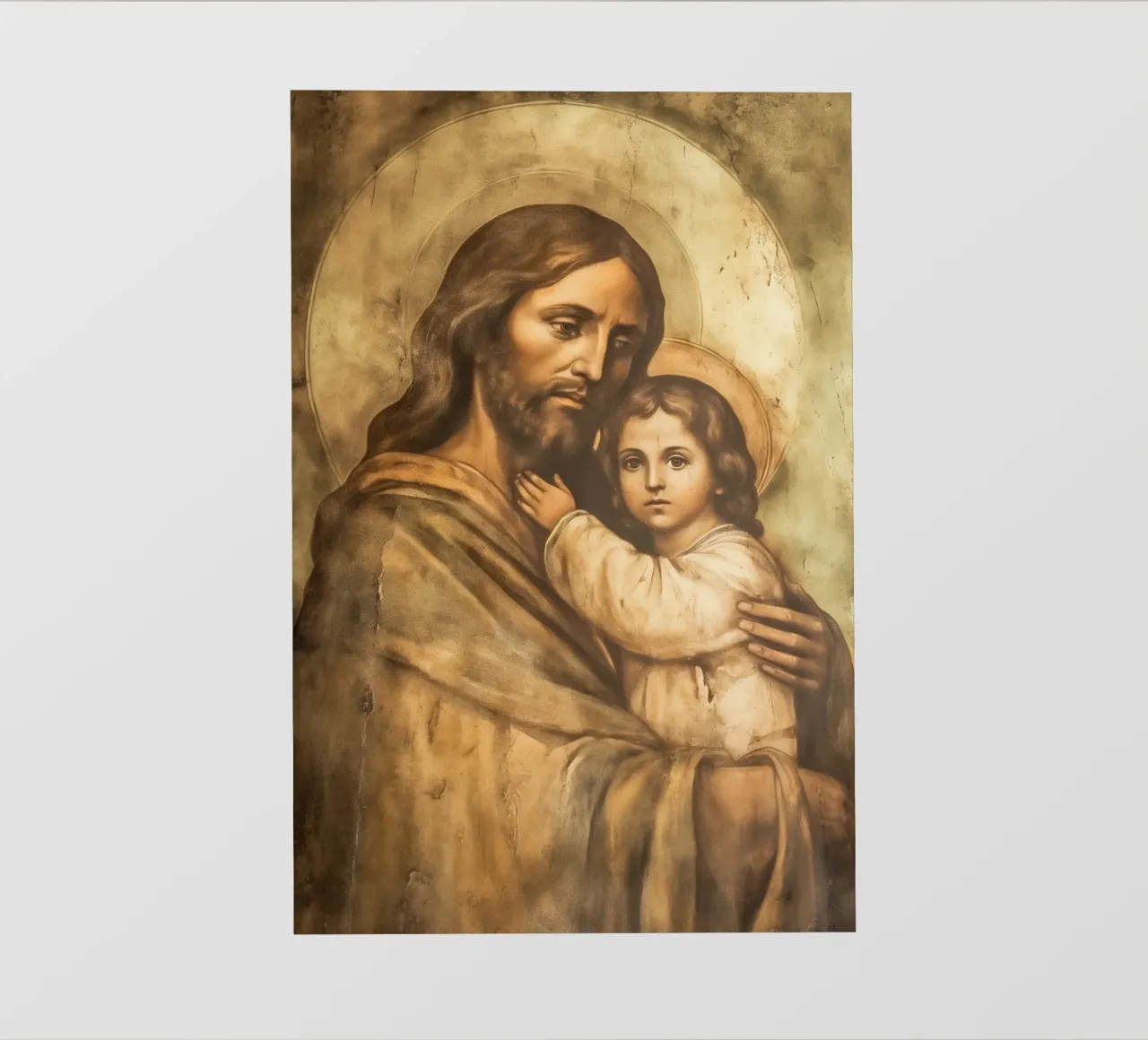 Gesù Cristo con bambino telo in pvc da Carinaprint