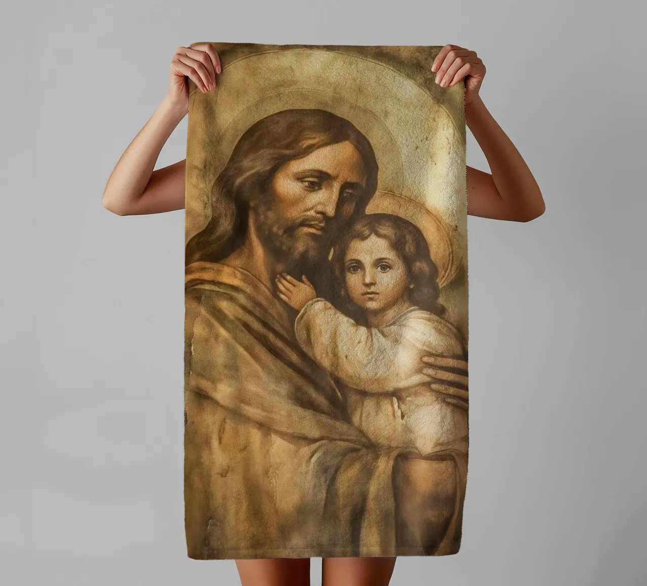 Gesù Cristo con bambino asciugamano da bagno da Carinaprint