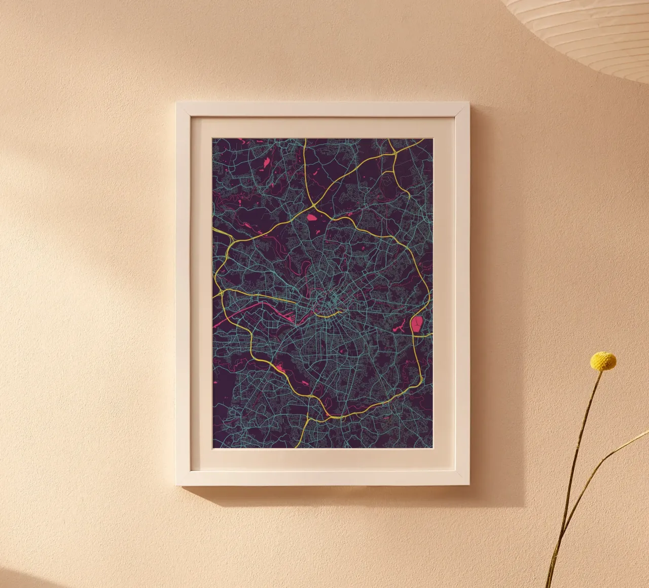 Metropolitan Lines - La mappa della città di Manchester per i giramondo poster con telaio in alluminio da MOOODZART