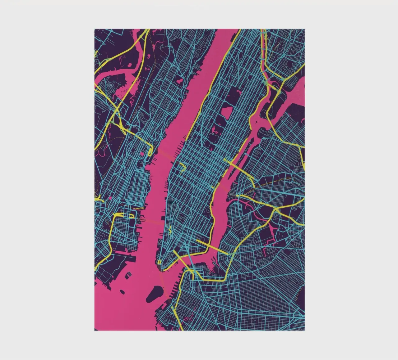 Neon NYC" - Abstract city map of Manhattan notebook by MOOODZART