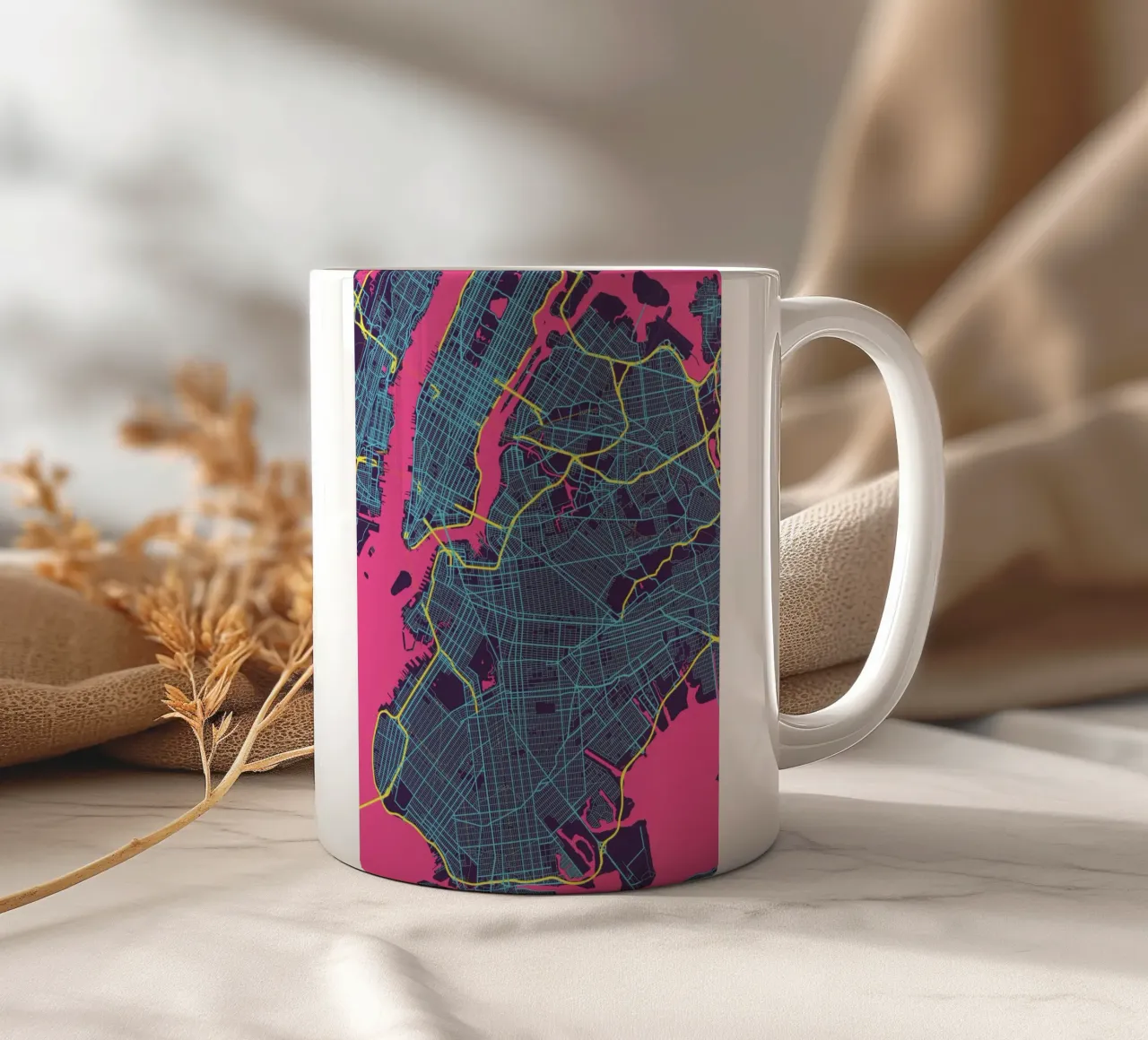 La città che non dorme mai" - New York splendente tazza in ceramica da MOOODZART