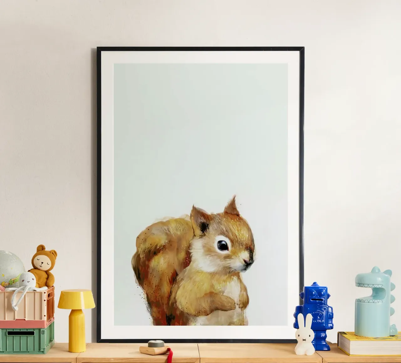 Little Squirrel poster con telaio in alluminio da Amy Hamilton