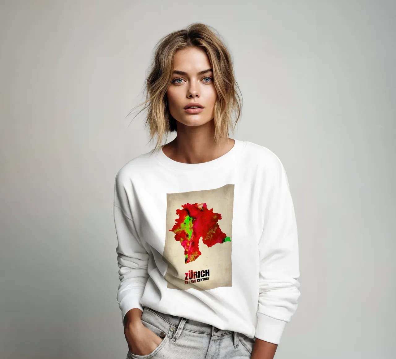 Zurich Watercolor Map sweatshirt by Naxart