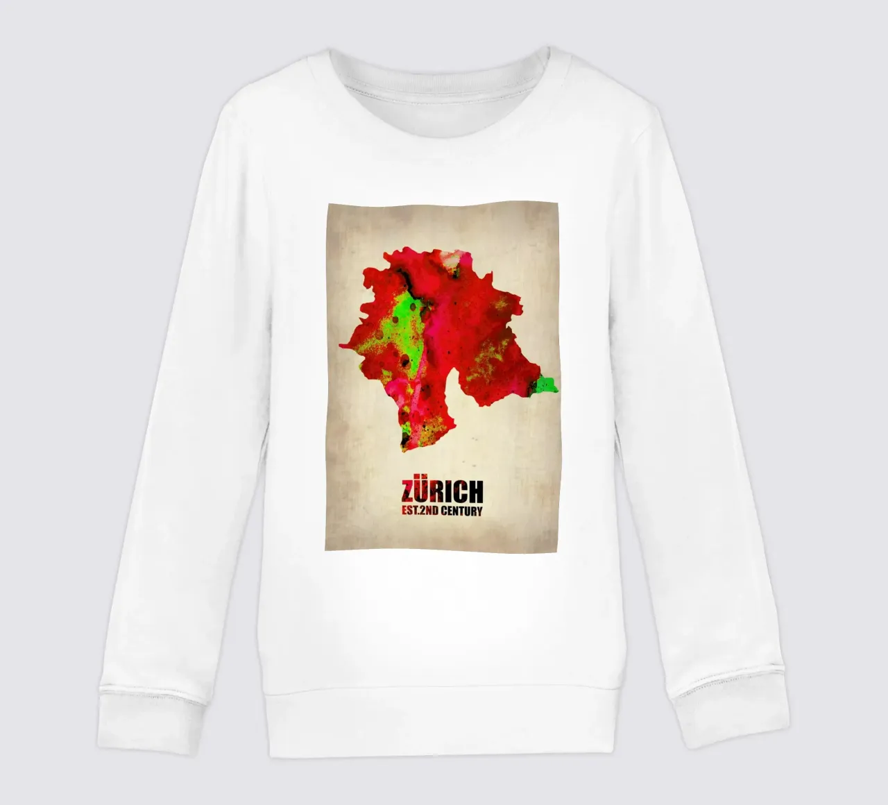 Zurich Watercolor Map felpa bambino da Naxart