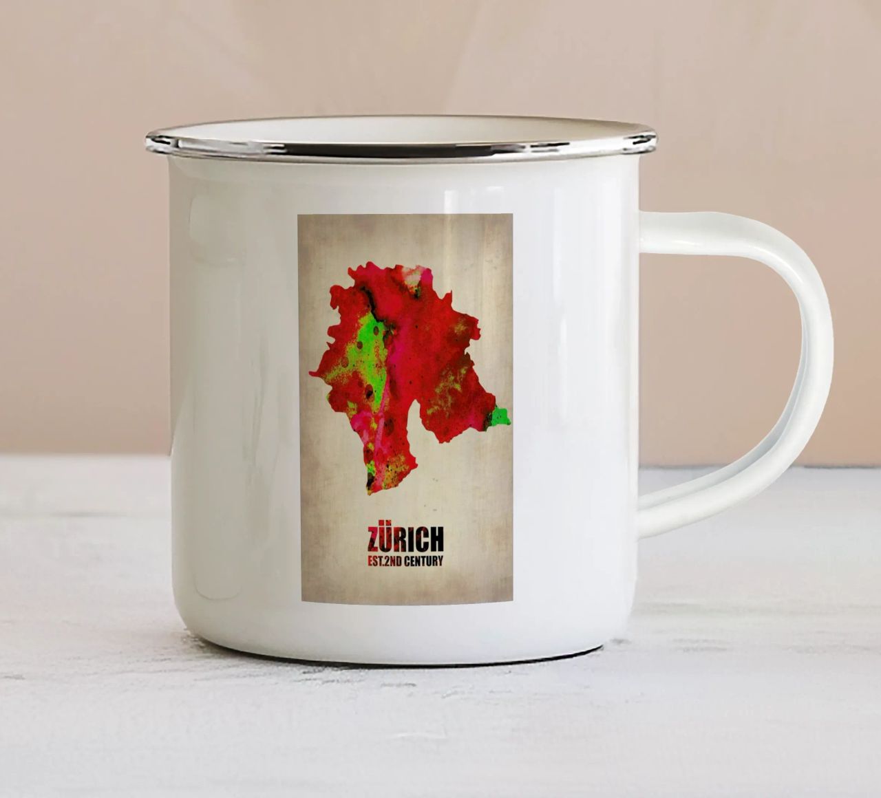 Zurich Watercolor Map tazza in smalto da Naxart