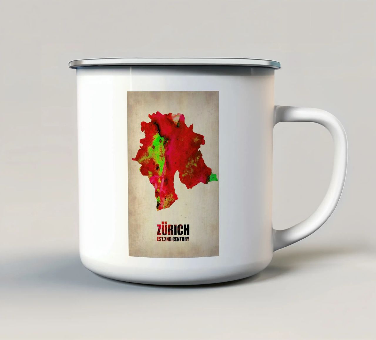 Zurich Watercolor Map tazza in smalto da Naxart