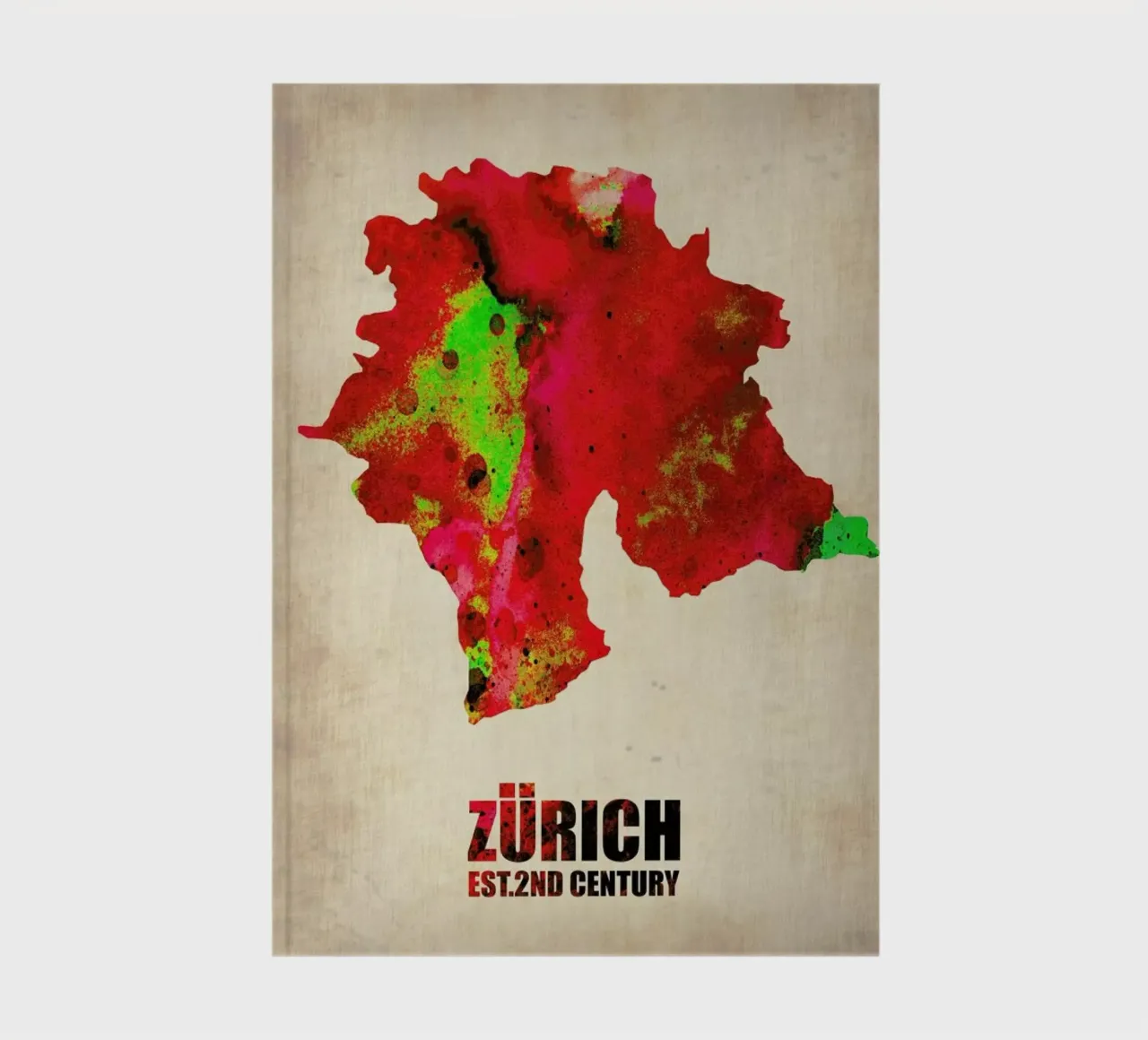 Zurich Watercolor Map notebook by Naxart