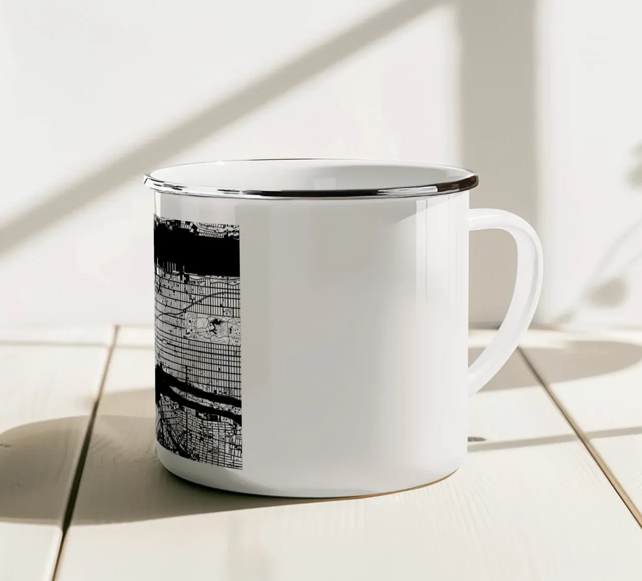 New York Black & White tazza in smalto da Planos Urbanos