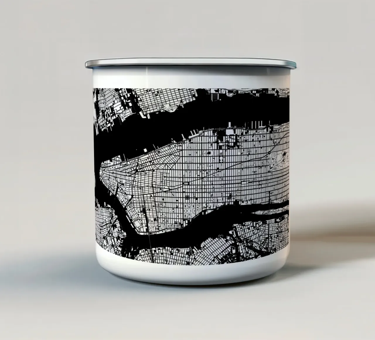 New York Black & White tazza in smalto da Planos Urbanos
