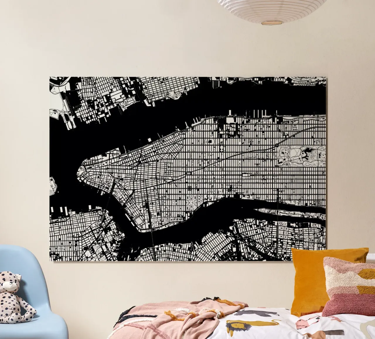 New York Black & White poster con telaio in plastica da Planos Urbanos