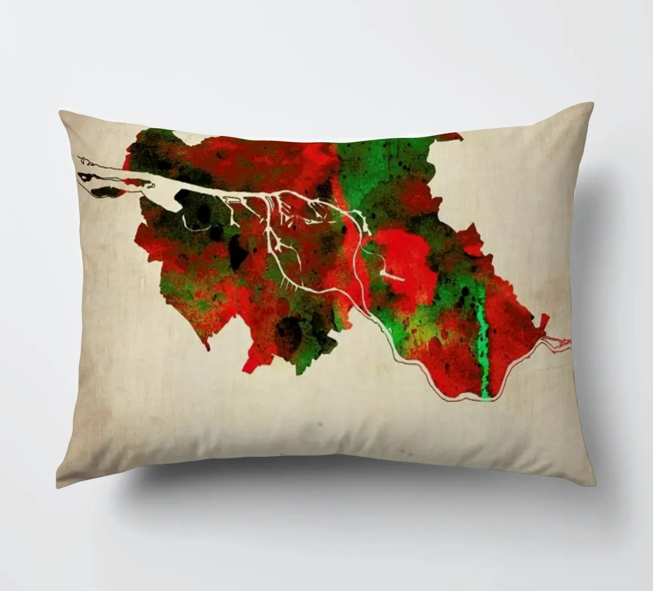 Hamburg Watercolor Map cuscino da Naxart