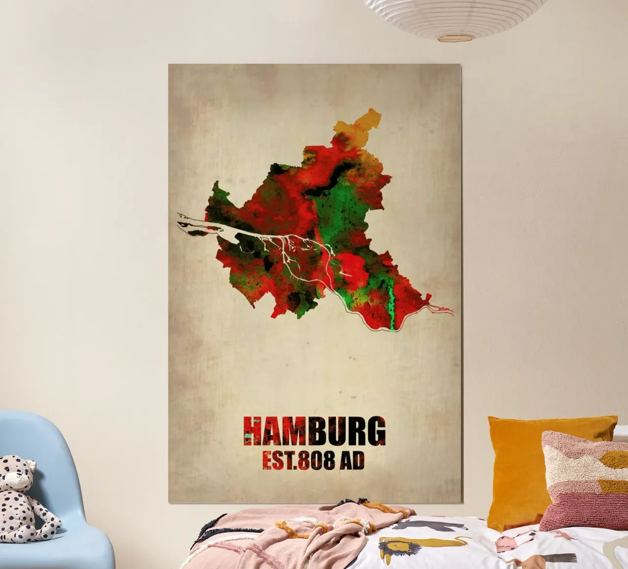 Hamburg Watercolor Map hahnemühle by Naxart