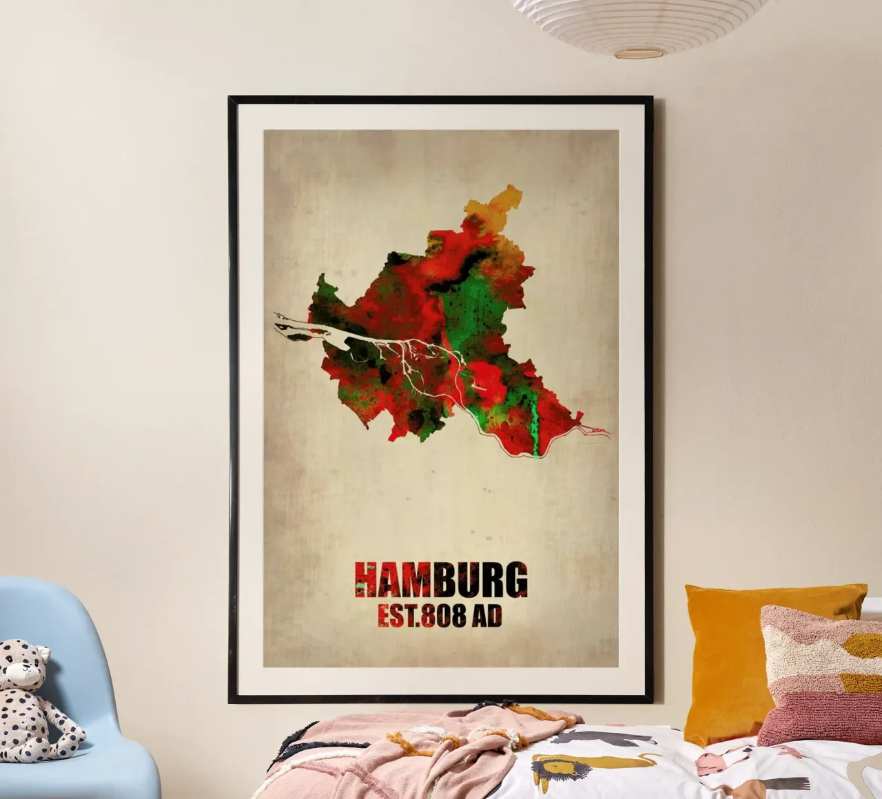 Hamburg Watercolor Map hahnemühle by Naxart