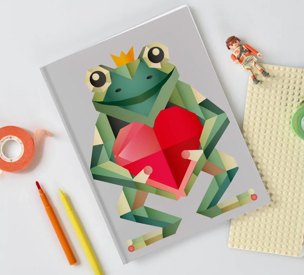 Frog prince with heart - Geometric declaration of love notebook by namosh