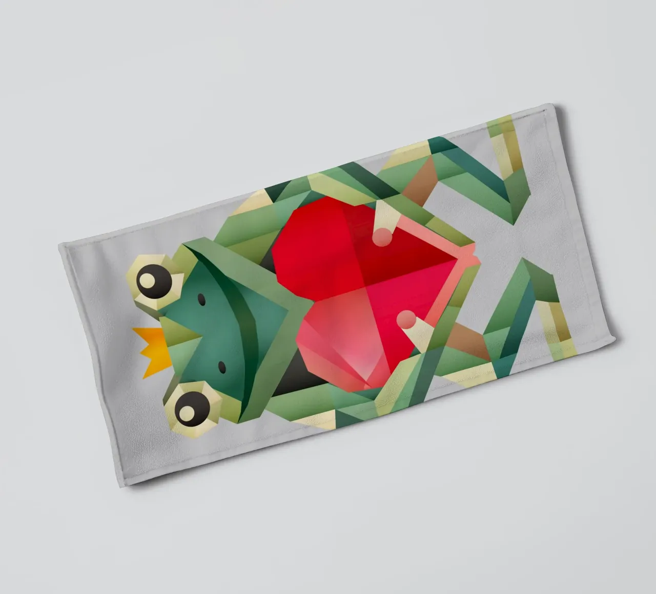 Príncipe rana con corazón - Declaración de amor geométrica toalla de baño de namosh