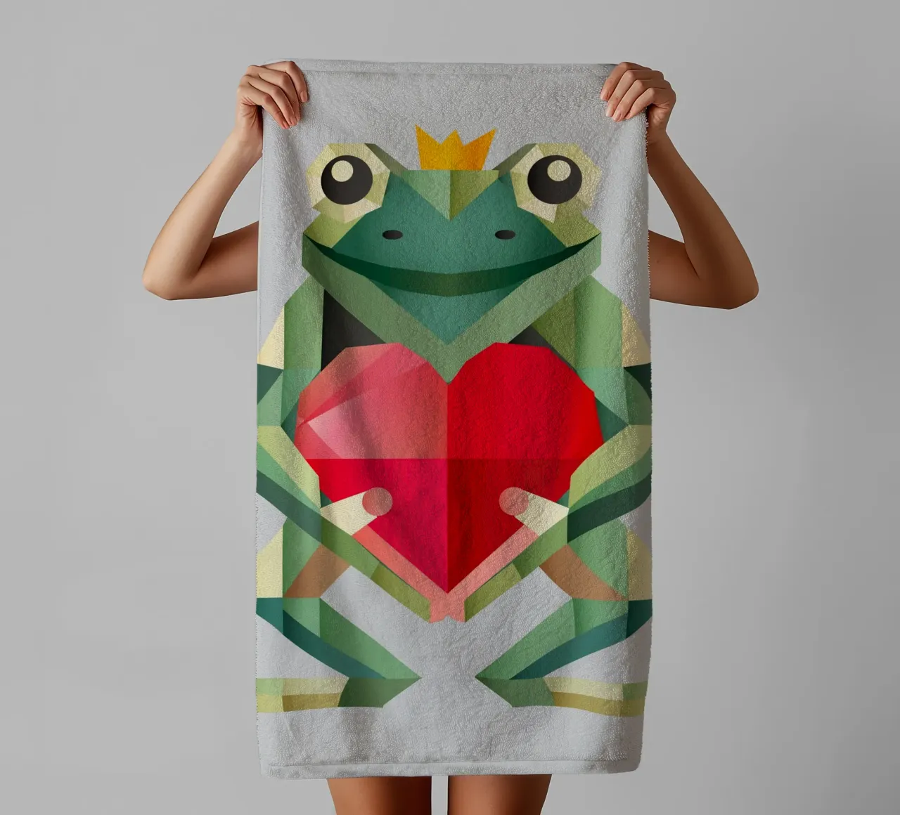 Príncipe rana con corazón - Declaración de amor geométrica toalla de baño de namosh