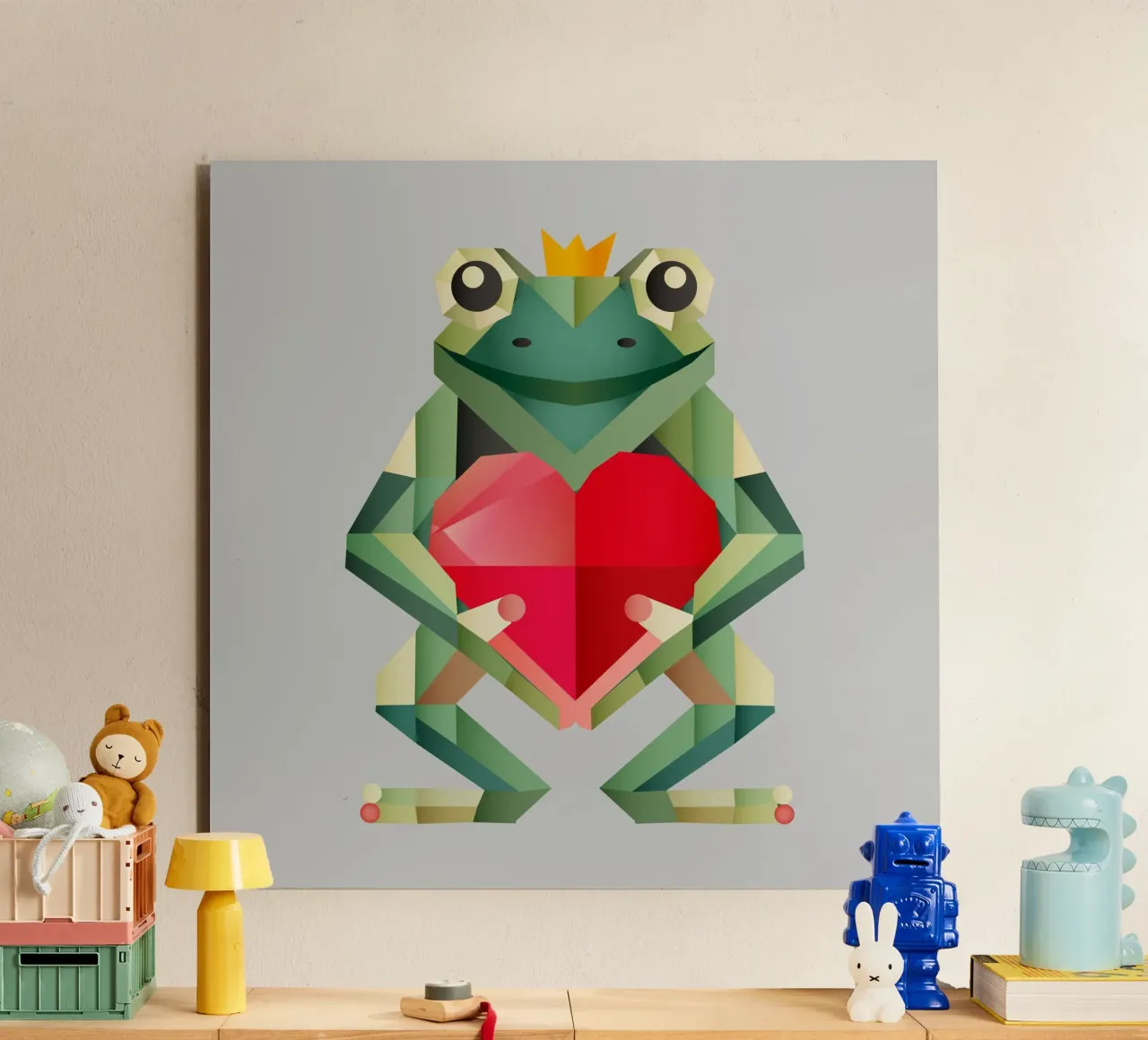 Príncipe rana con corazón - Declaración de amor geométrica aluminio dibond de namosh