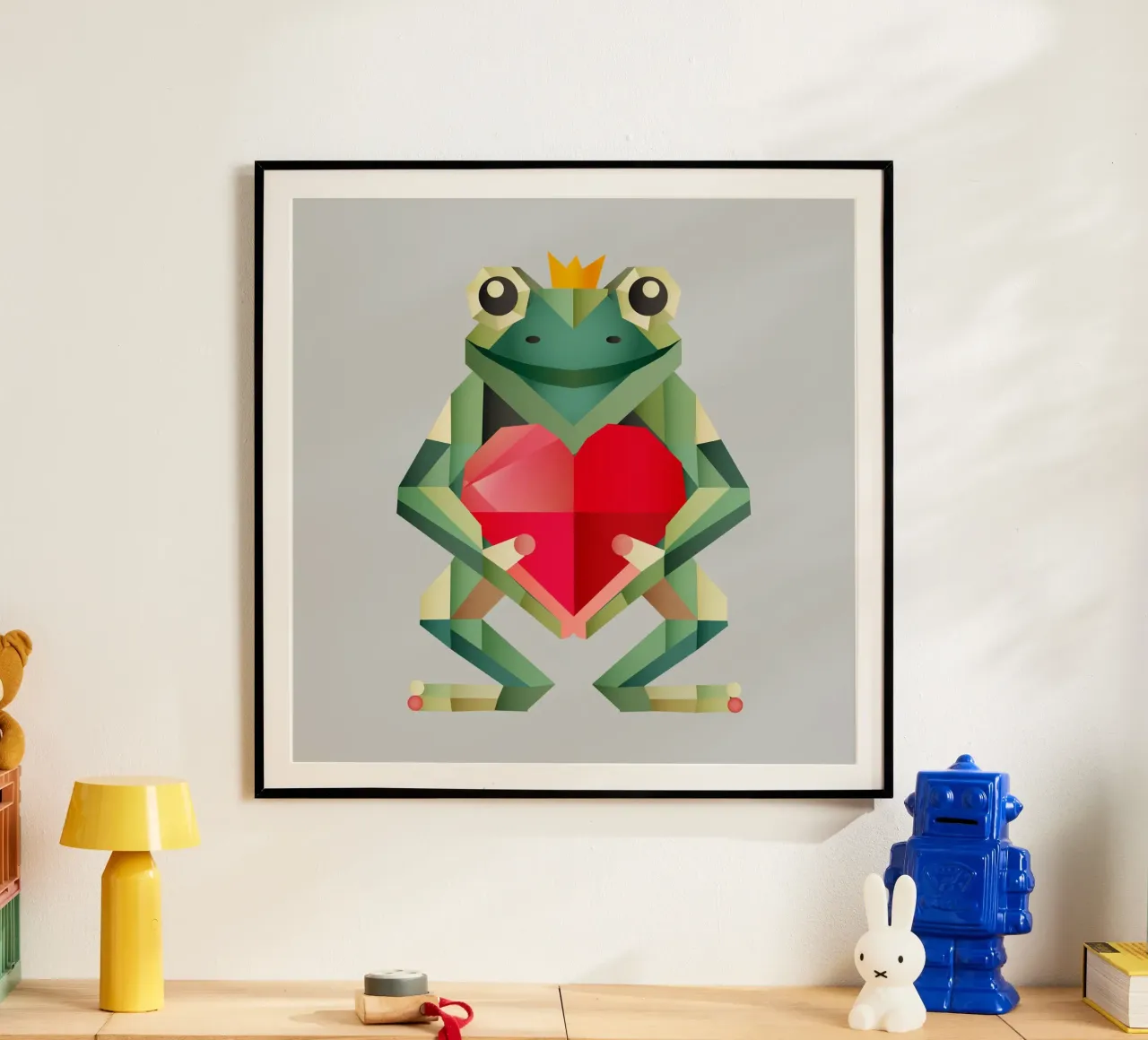 Príncipe rana con corazón - Declaración de amor geométrica hahnemühle de namosh