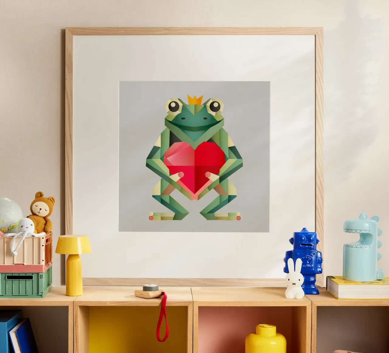 Príncipe rana con corazón - Declaración de amor geométrica hahnemühle de namosh