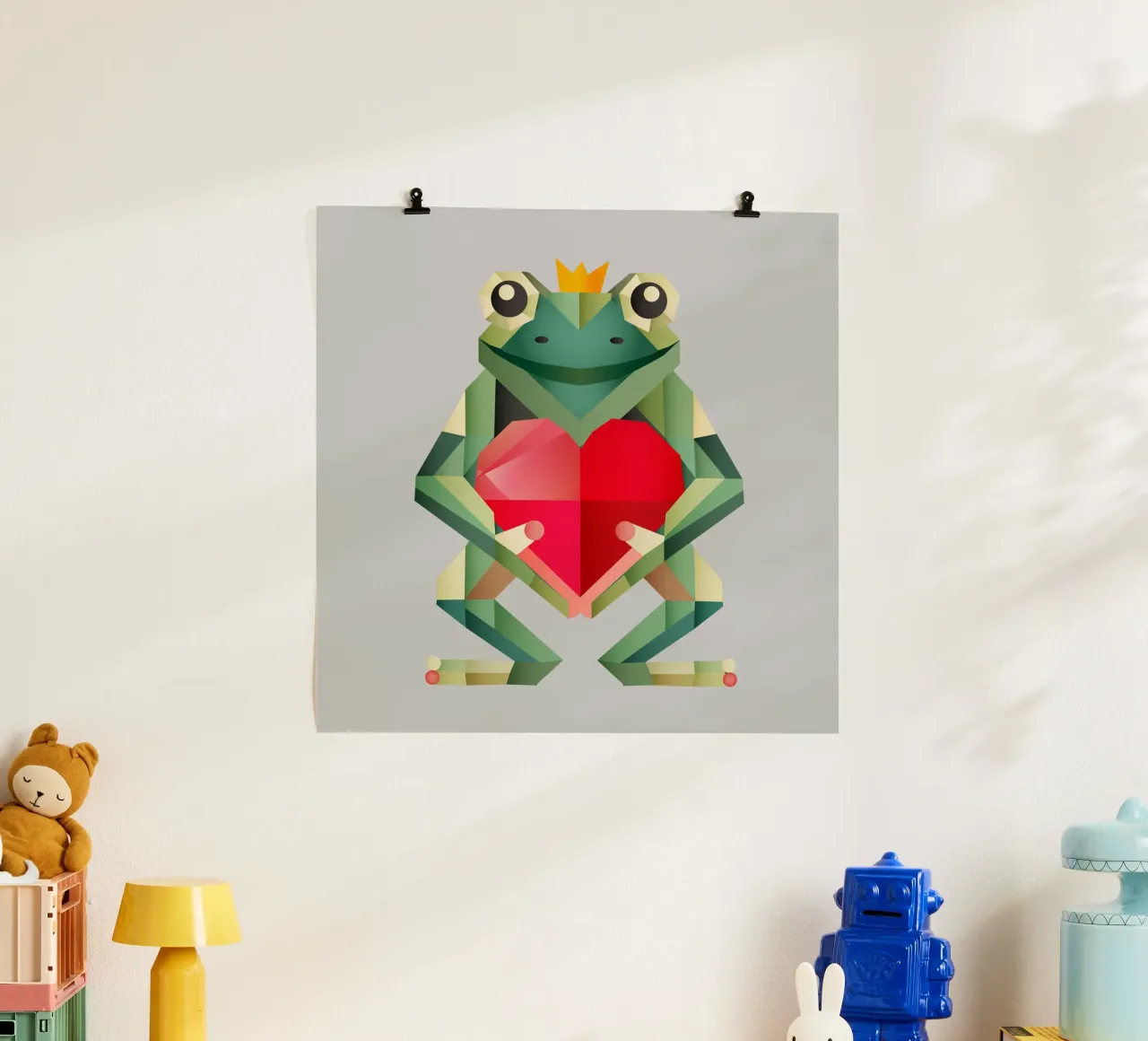 Príncipe rana con corazón - Declaración de amor geométrica hahnemühle de namosh