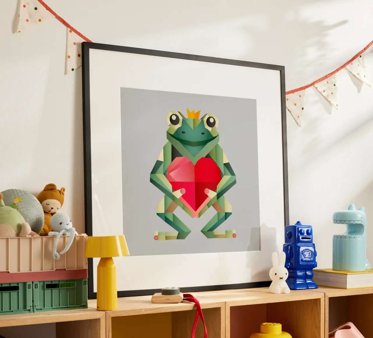 Príncipe rana con corazón - Declaración de amor geométrica hahnemühle de namosh