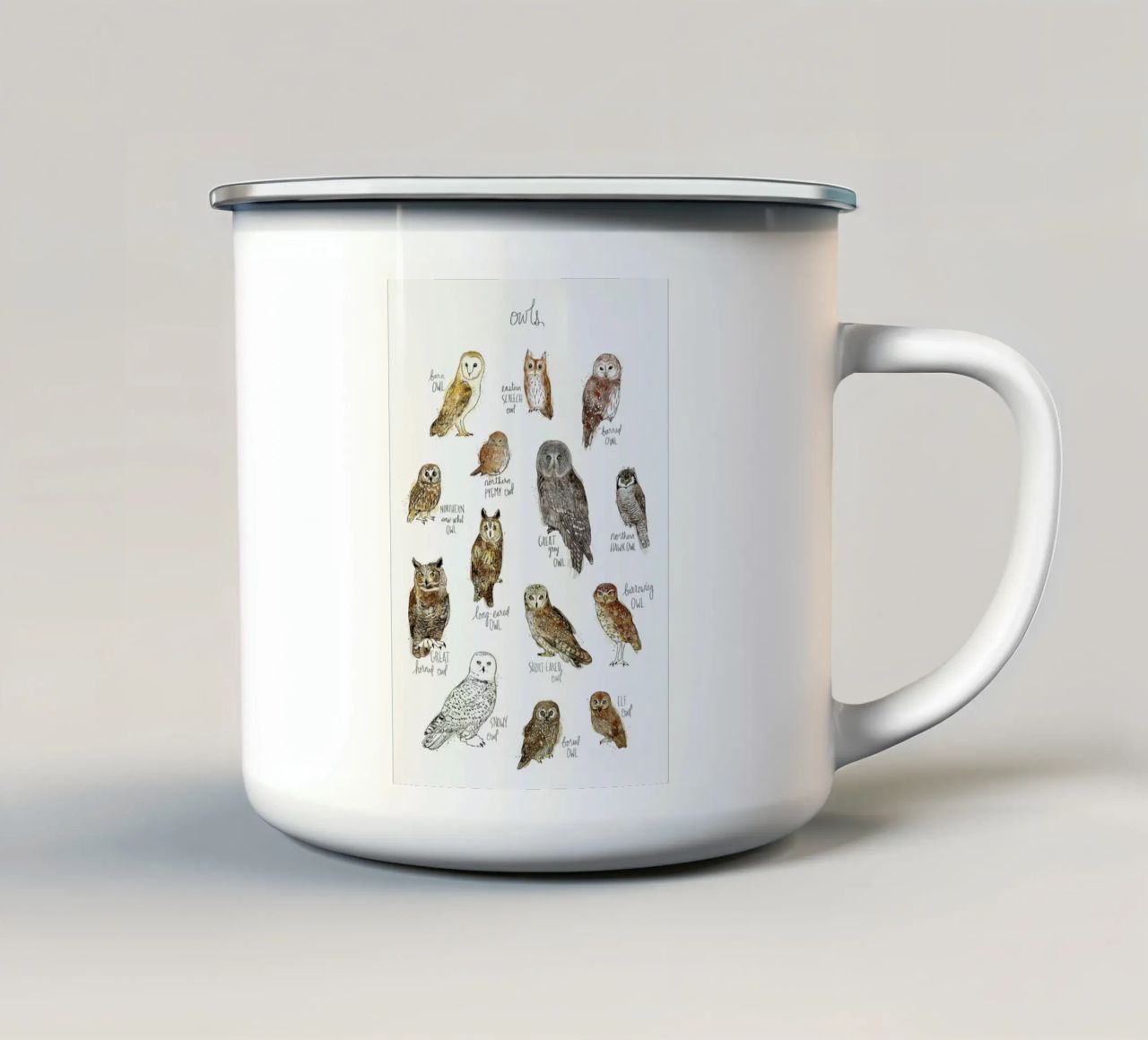 Owls tazza in smalto da Amy Hamilton