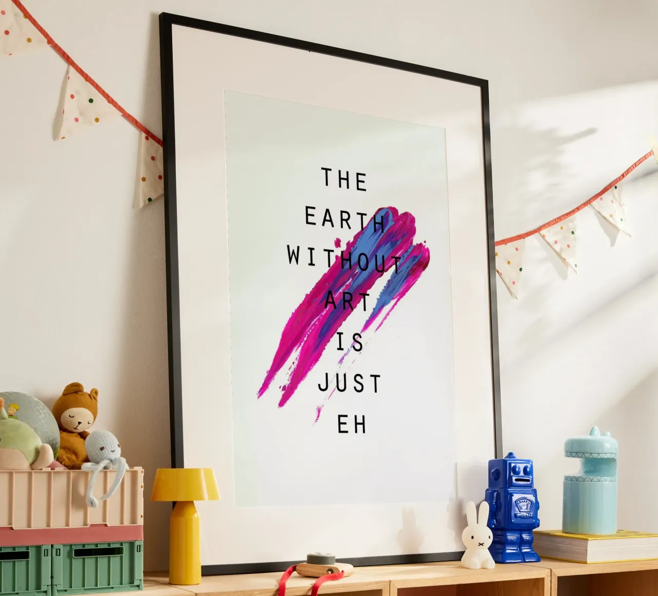 The Earth Without Art poster con telaio in plastica da Hanna Kastl-Lungberg