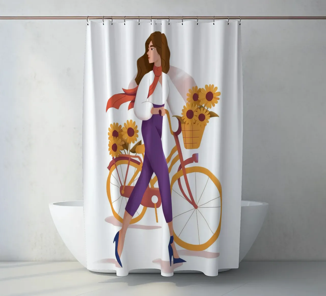 Sunflower Ride shower curtain by Artie Shifa