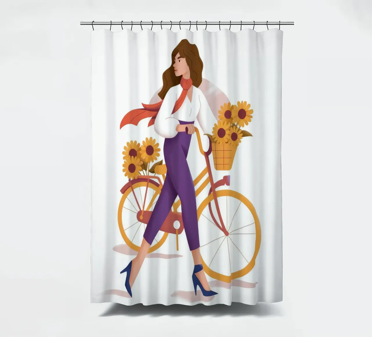 Sunflower Ride shower curtain by Artie Shifa