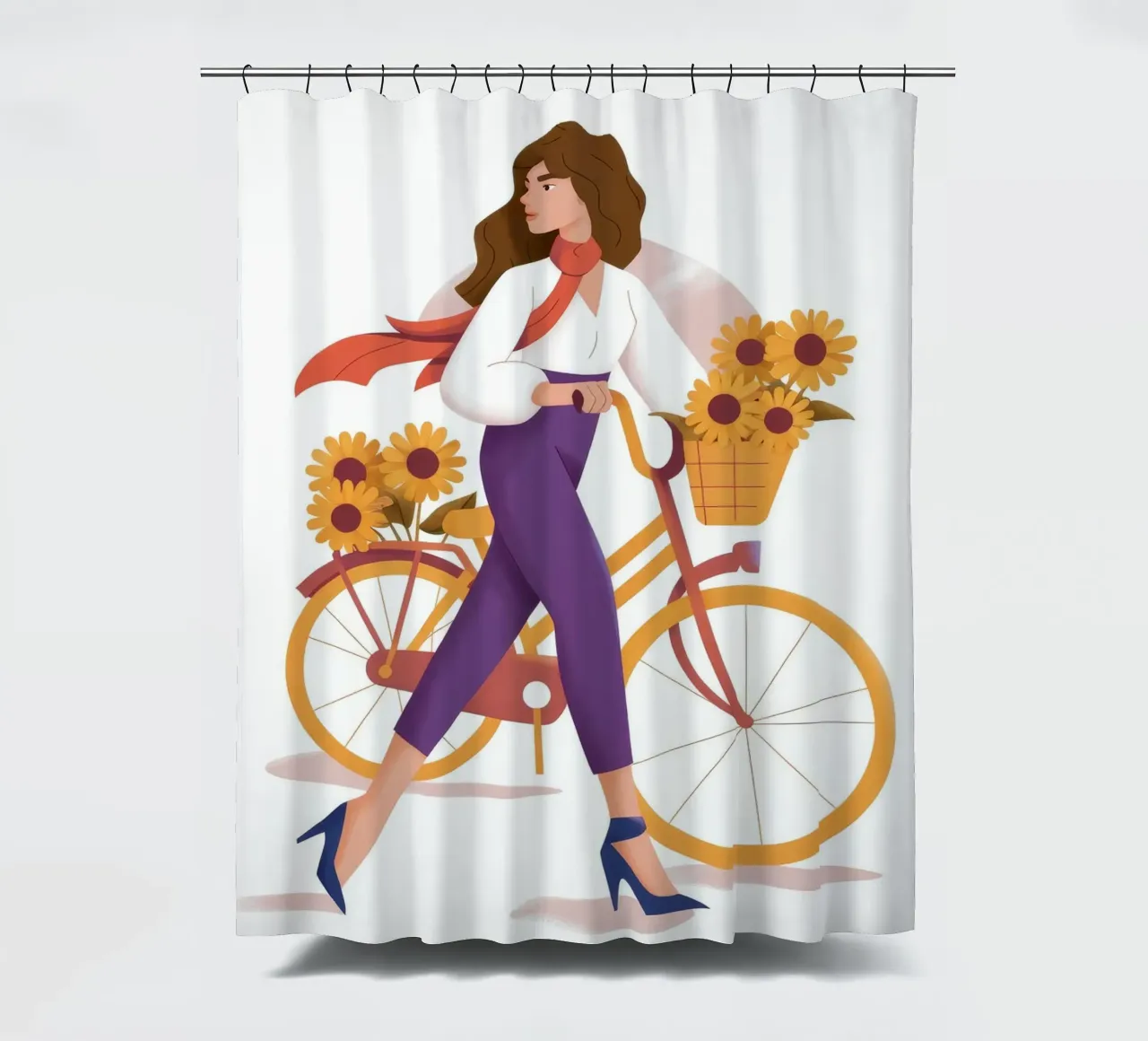 Sunflower Ride shower curtain by Artie Shifa