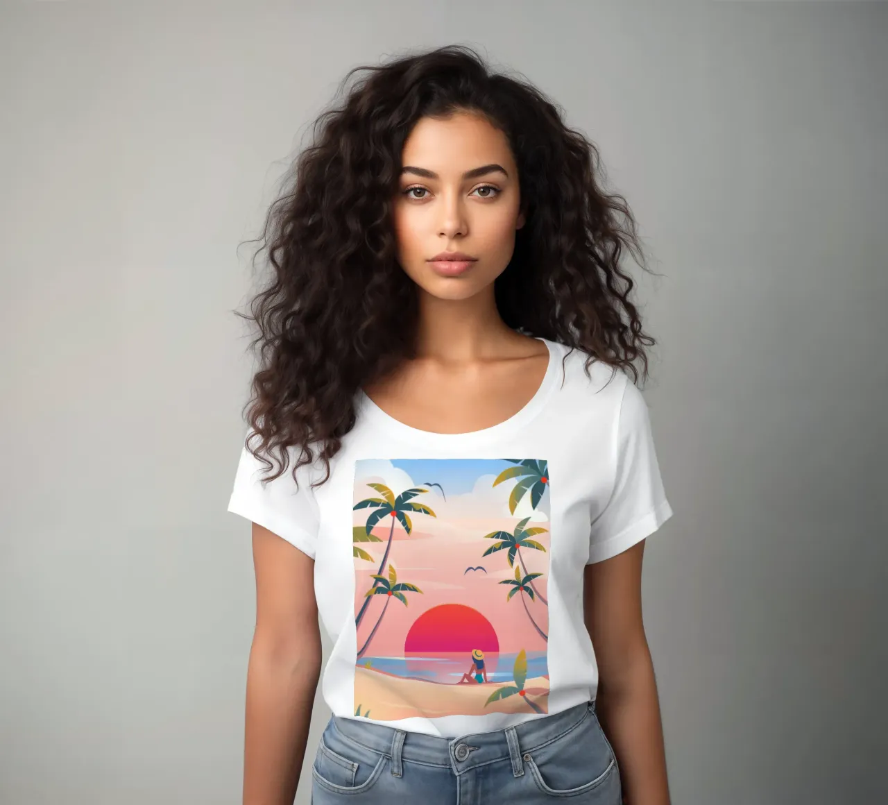 Sunset Reverie women's fitted t-shirt by Artie Shifa